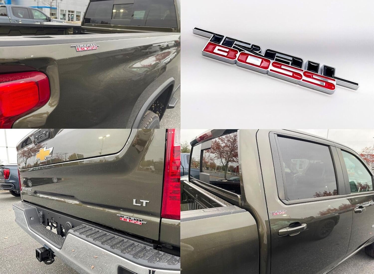 Emblema de Trail Boss 2019-2024 Placa de identificación 3D de repuesto para Silverado 1500 2500 HD (cromado)