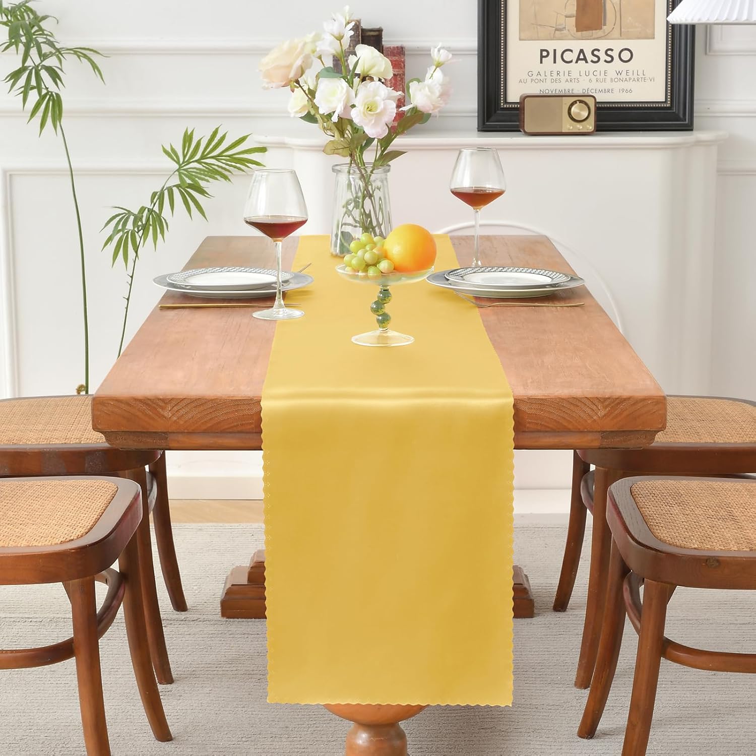 12 caminos de mesa de satén dorado de lujo de 12 x 108 pulgadas, caminos de mesa de boda sedosos, decoración de mesa elegante, caminos de mesa