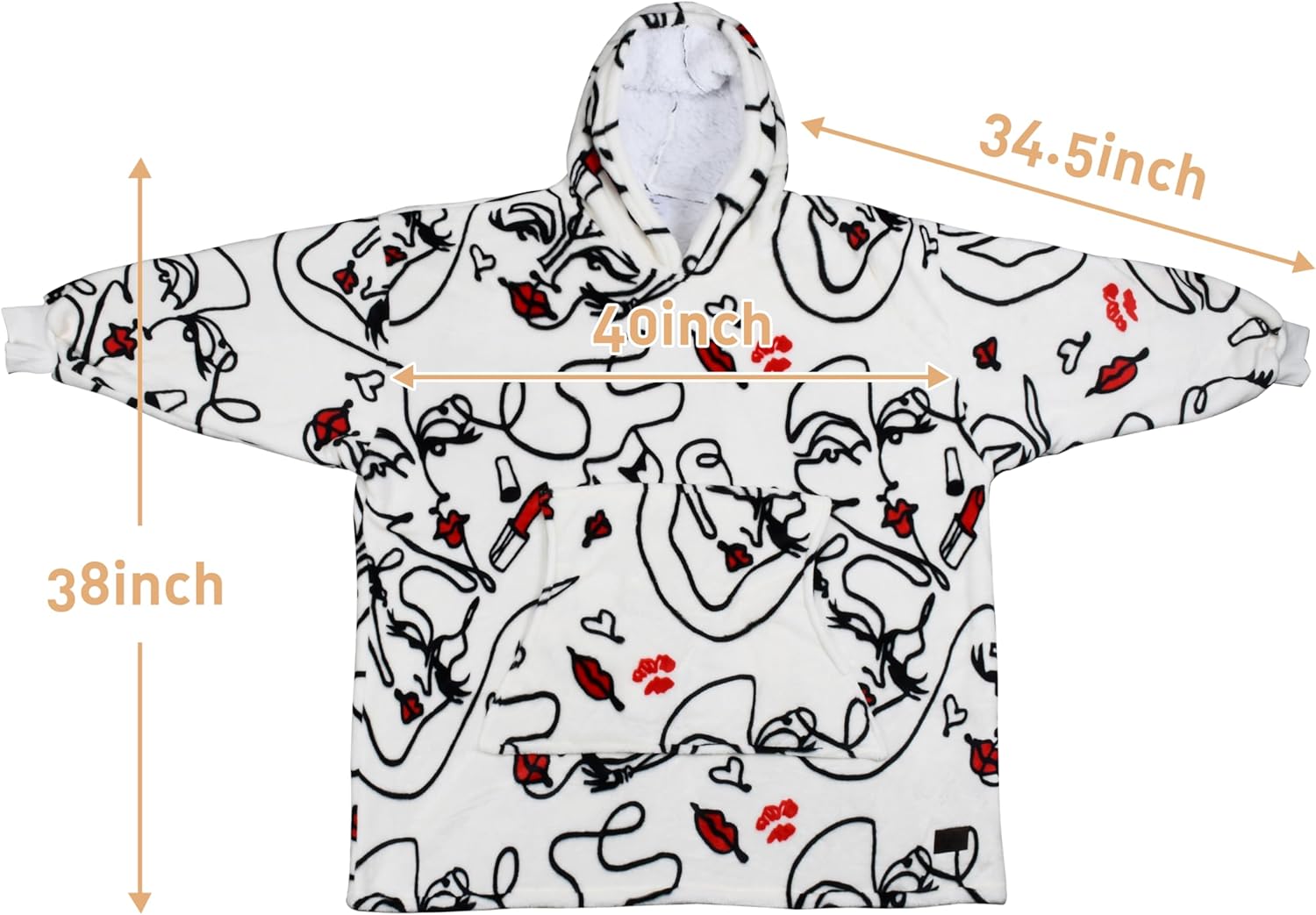 Catalonia Sudadera con capucha de gran tamaño con estampado de cara abstracta, sudadera gigante de sherpa para adultos, hombres, mujeres,