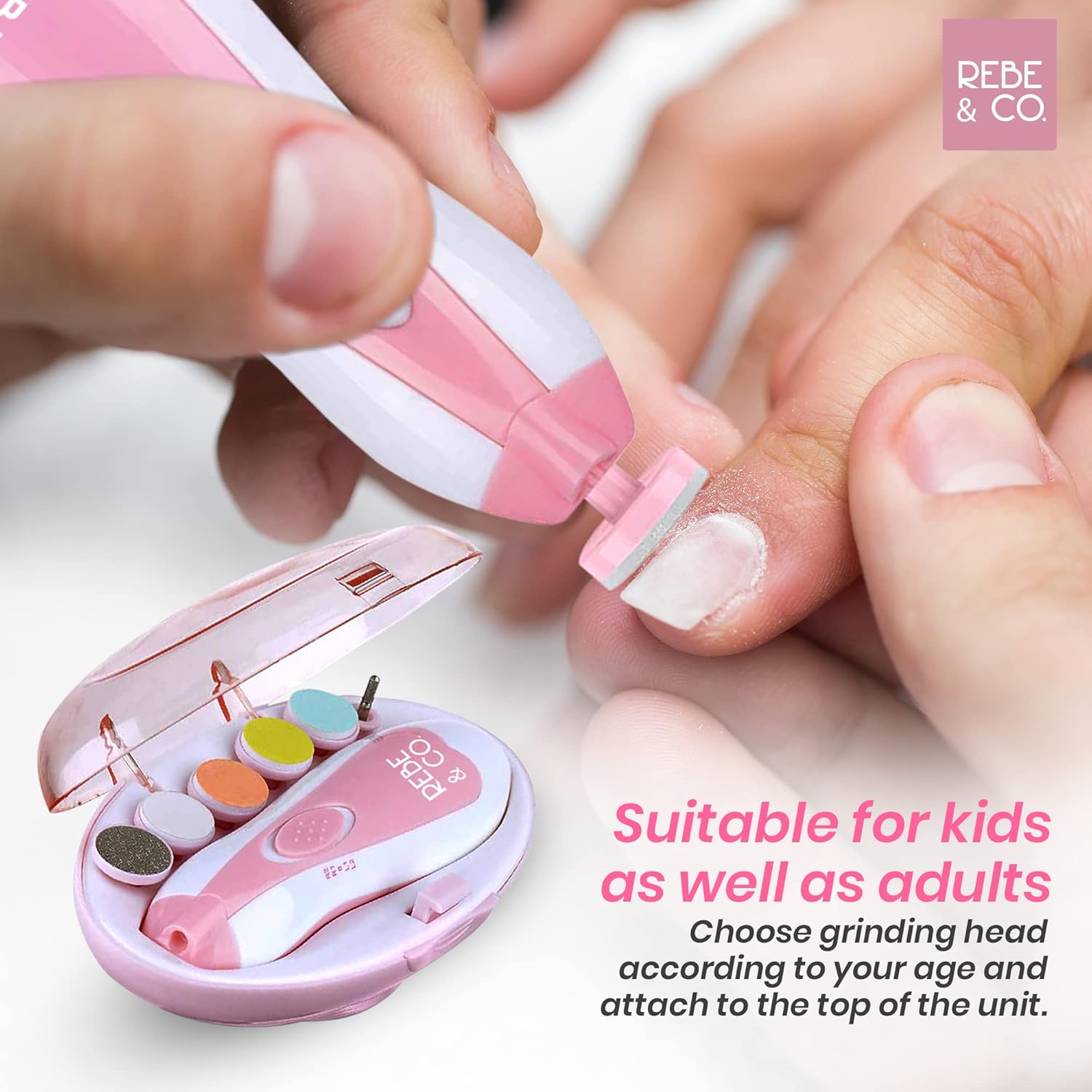 Electric Baby Nail File Trimmer with Light LED, for Newborn Toddler Kids or Adults, Essential and Safe Nail Clippers, Includes case and Different