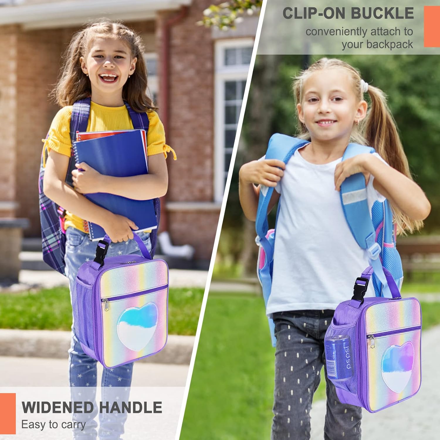 Samhe Lonchera para niñas y niños, bolsa de mano aislada con diseño de arco iris, a prueba de fugas, térmica, reutilizable, para la escuela, la