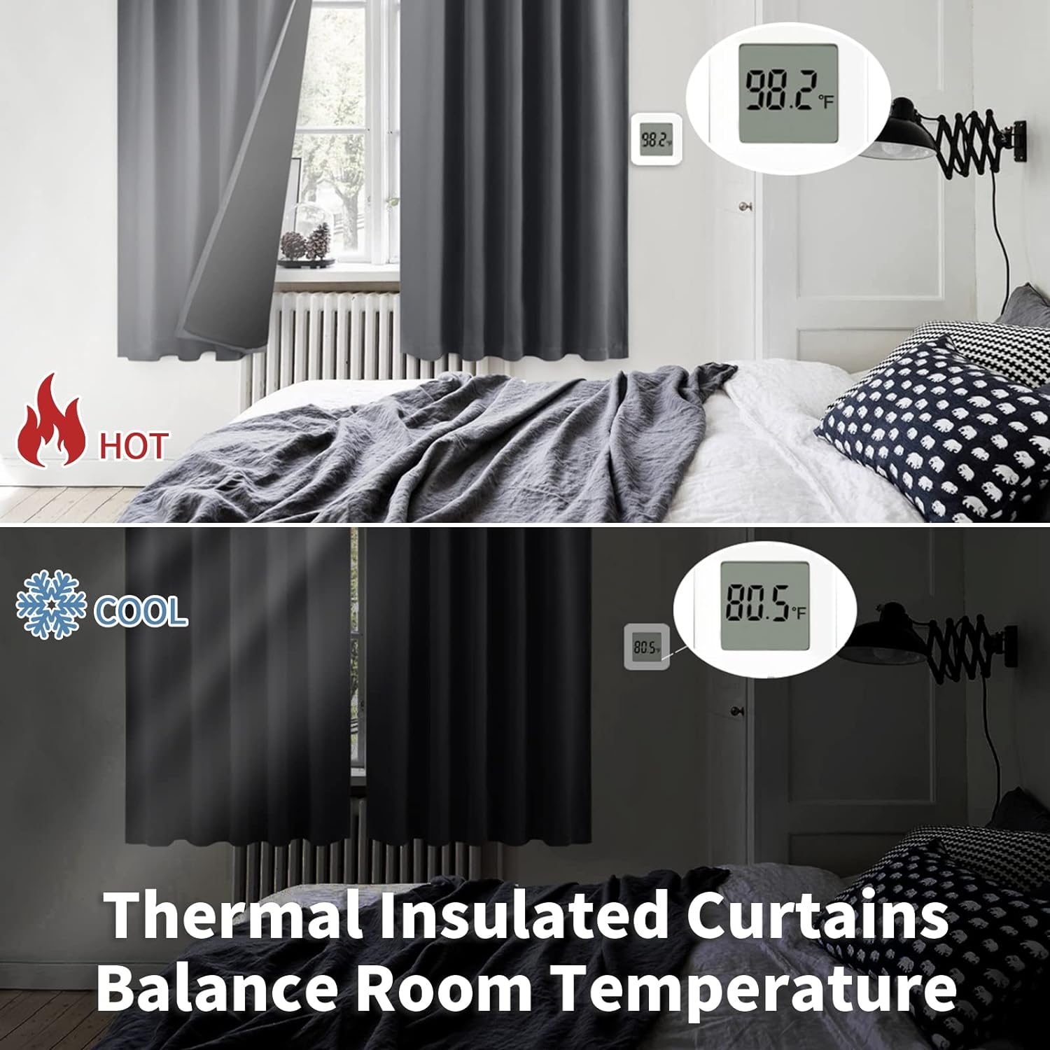 BGment Cortinas opacas 100% con aislamiento térmico para oscurecer la habitación, 54 pulgadas de largo para dormitorio, bolsillo para barra y