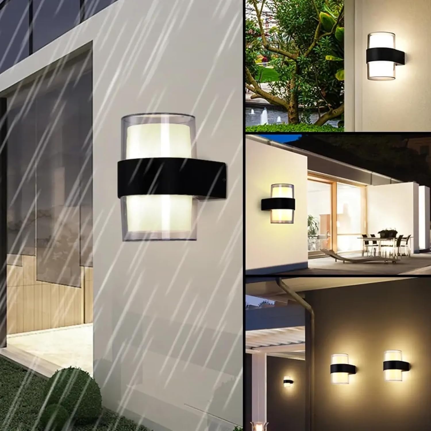 Luces de pared para exteriores, 10W 6000K blanco frío impermeable IP65 aluminio  Luz de pared LED para exteriores e interiores, luz de porche de