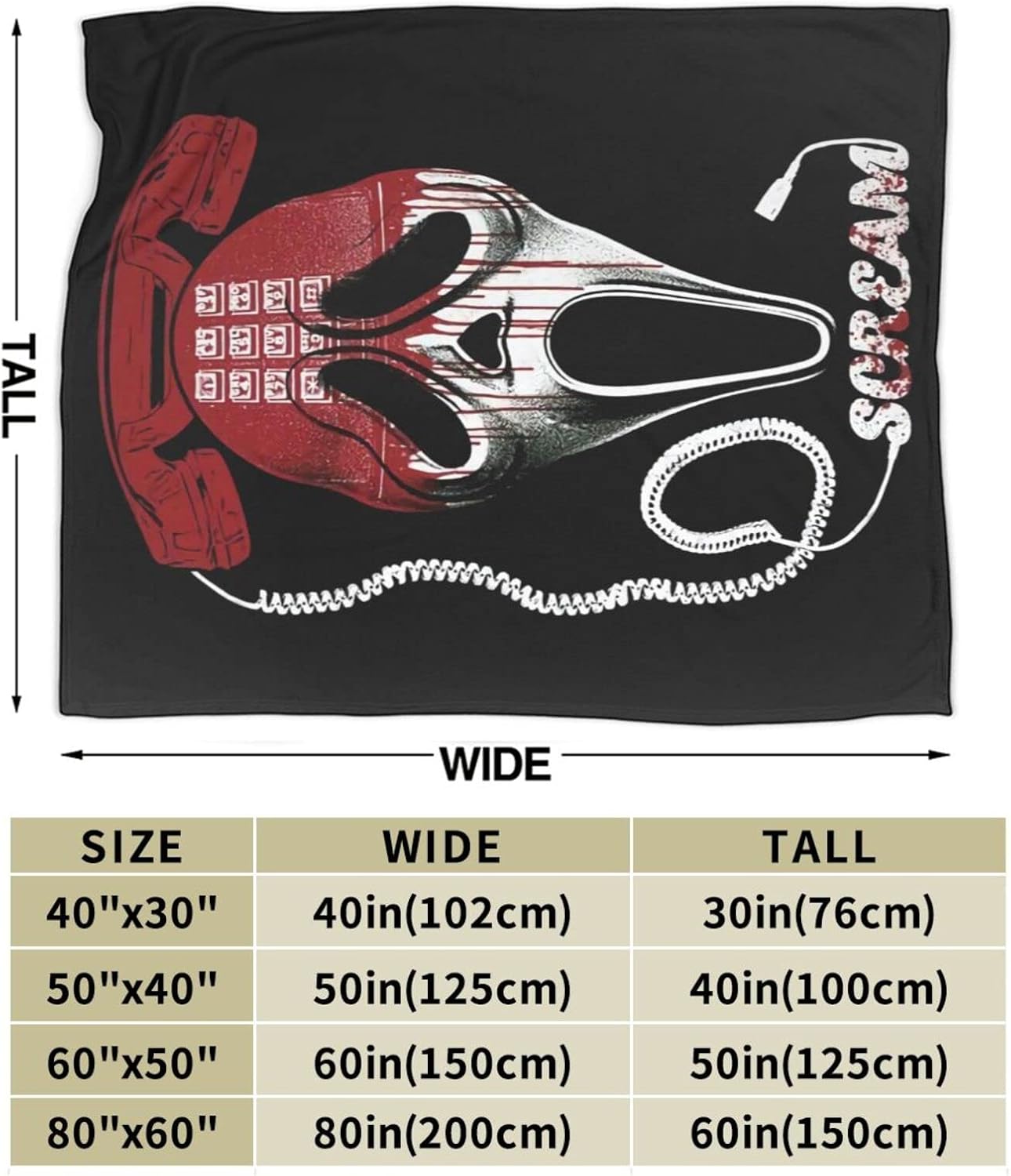 Manta de película de terror para decoración de Halloween, para las cuatro estaciones, para decoración del hogar, cálida y acogedora, manta suave y