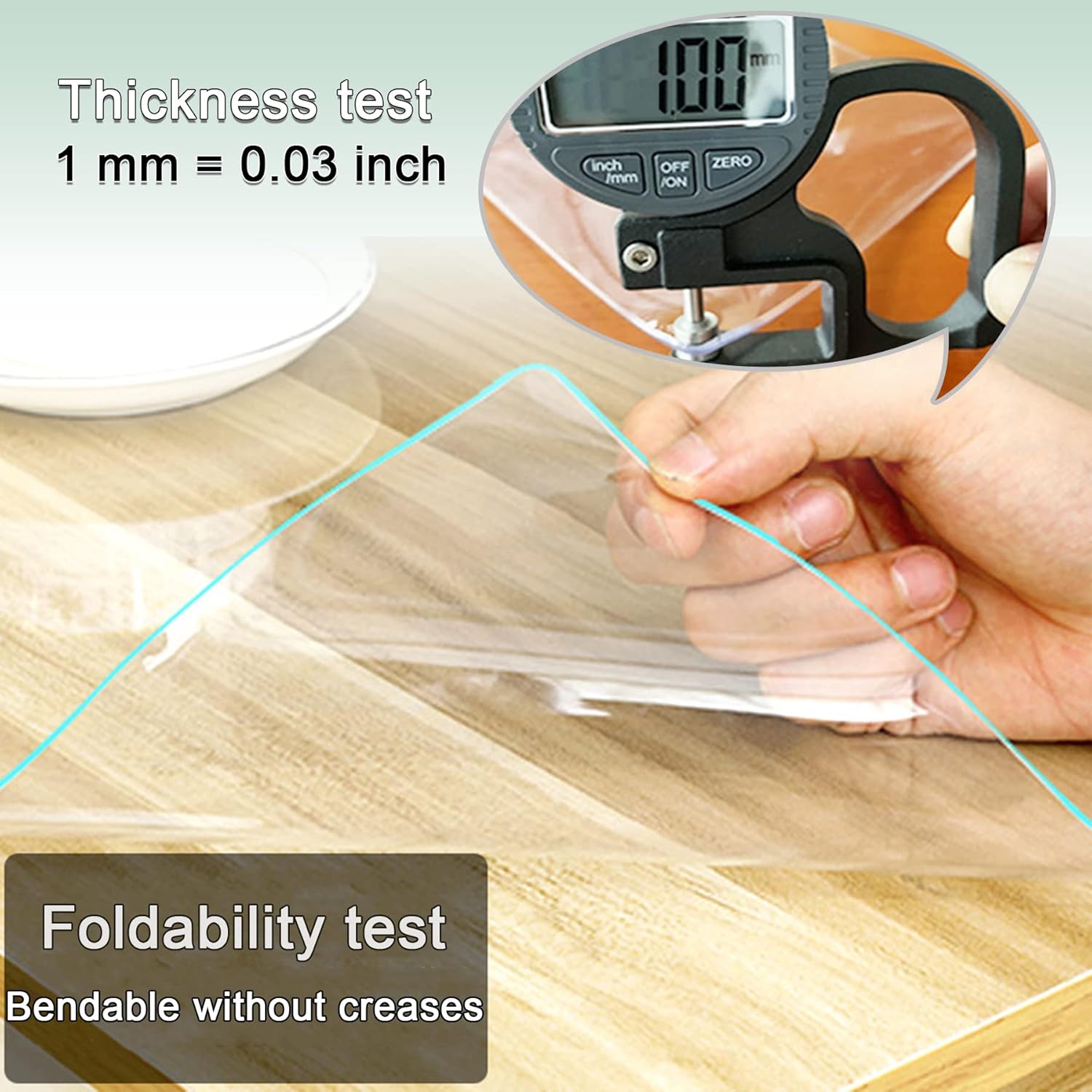 BHODA Rollo de plástico para mesa de 41.34 x 68.9 pulgadas, PVC lavable, impermeable, protector de escritorio, tamaño personalizado, compañero de