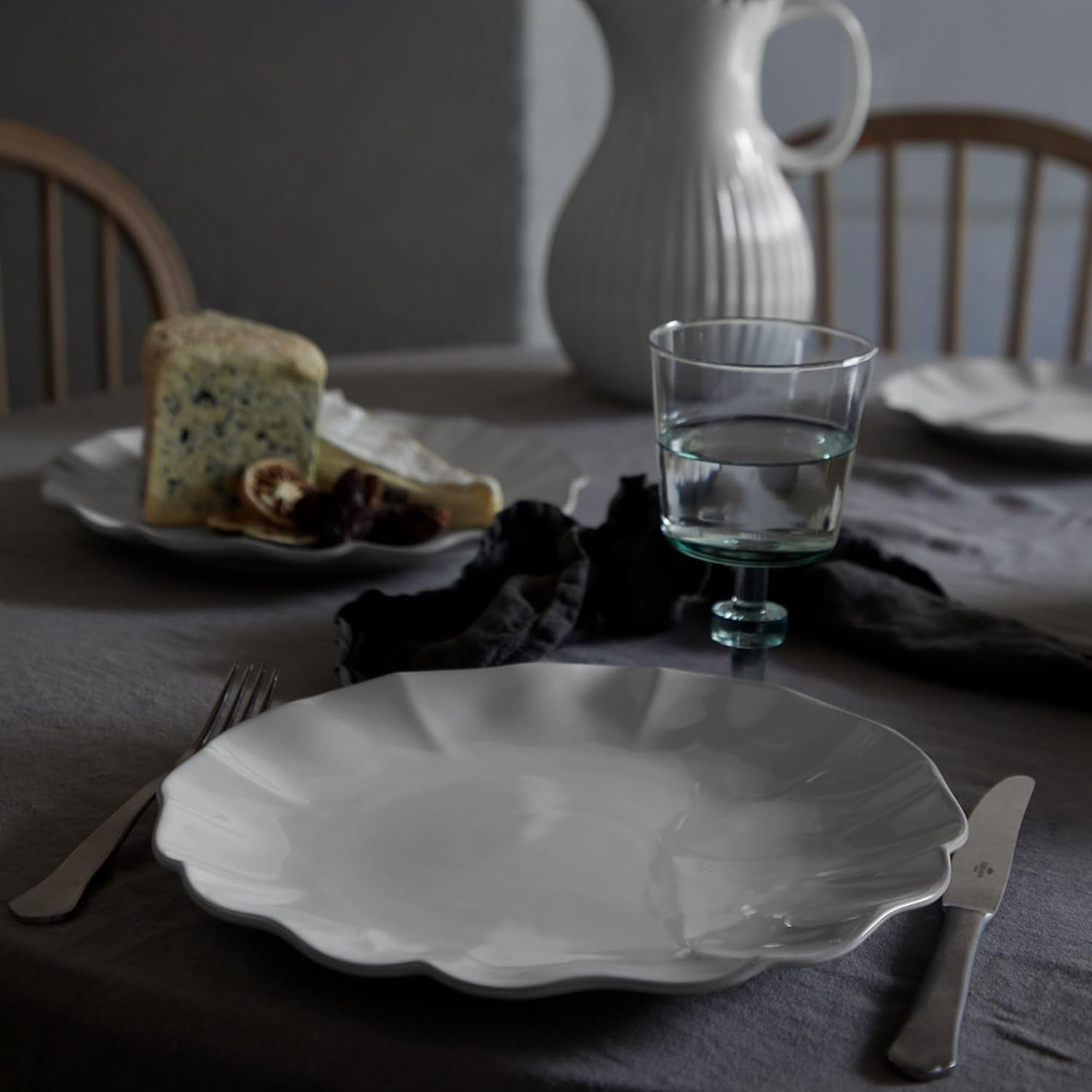 Costa Nova Plato de cerámica de cerámica de 11 pulgadas, colección Rosa, blanco, apto para microondas y lavavajillas, acristalamiento seguro para