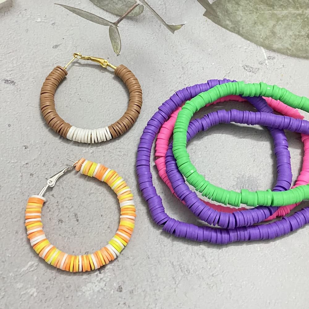 3000 cuentas de arcilla planas redondas de vinilo Heishi, cuentas espaciadoras de polímero para hacer joyas, pulseras, collares, colgantes,