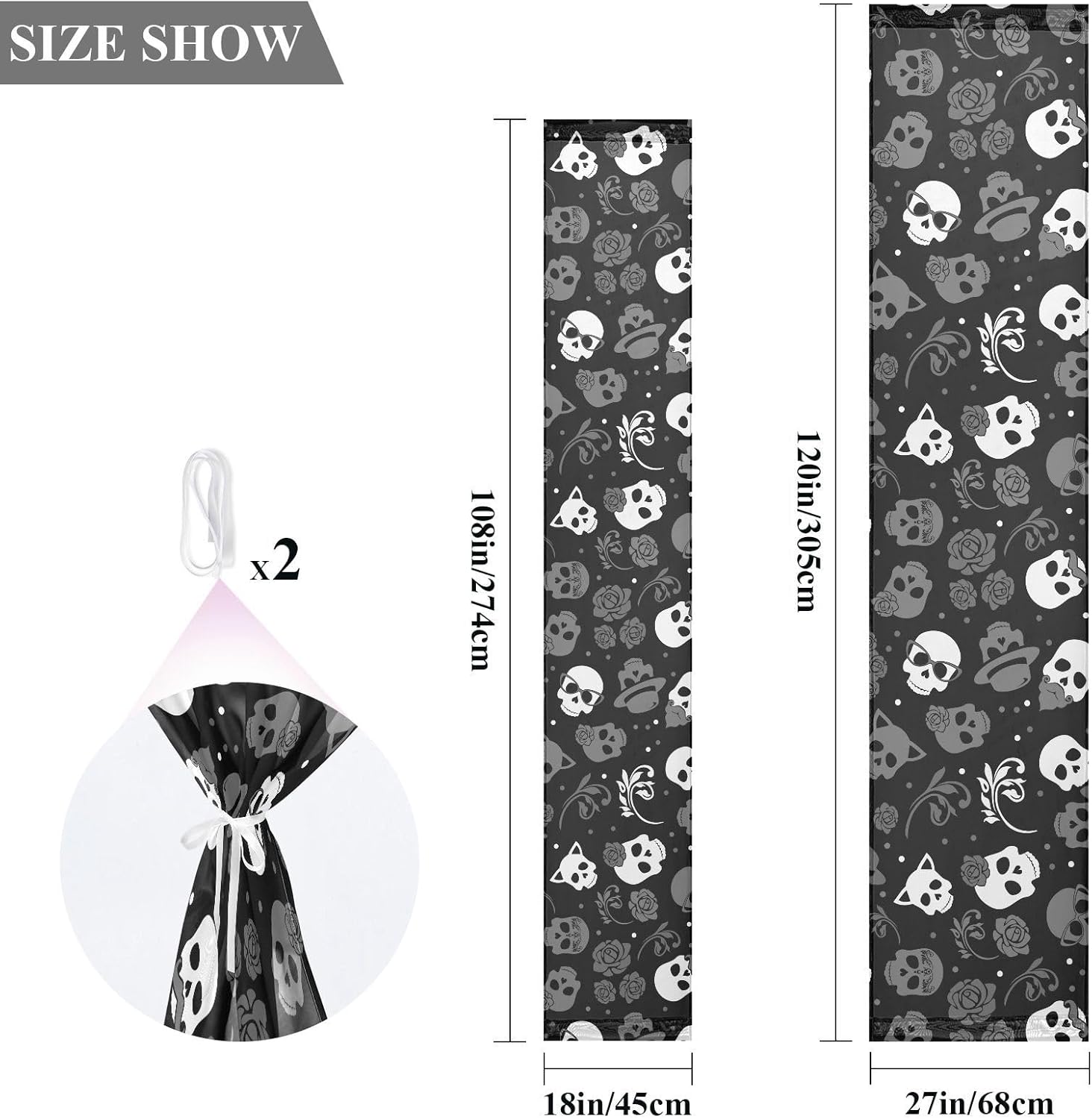 Stylish Skull Floral Table Runner Autumn Table Runner for Desk Decor Halloween Decor 120 Inches Long