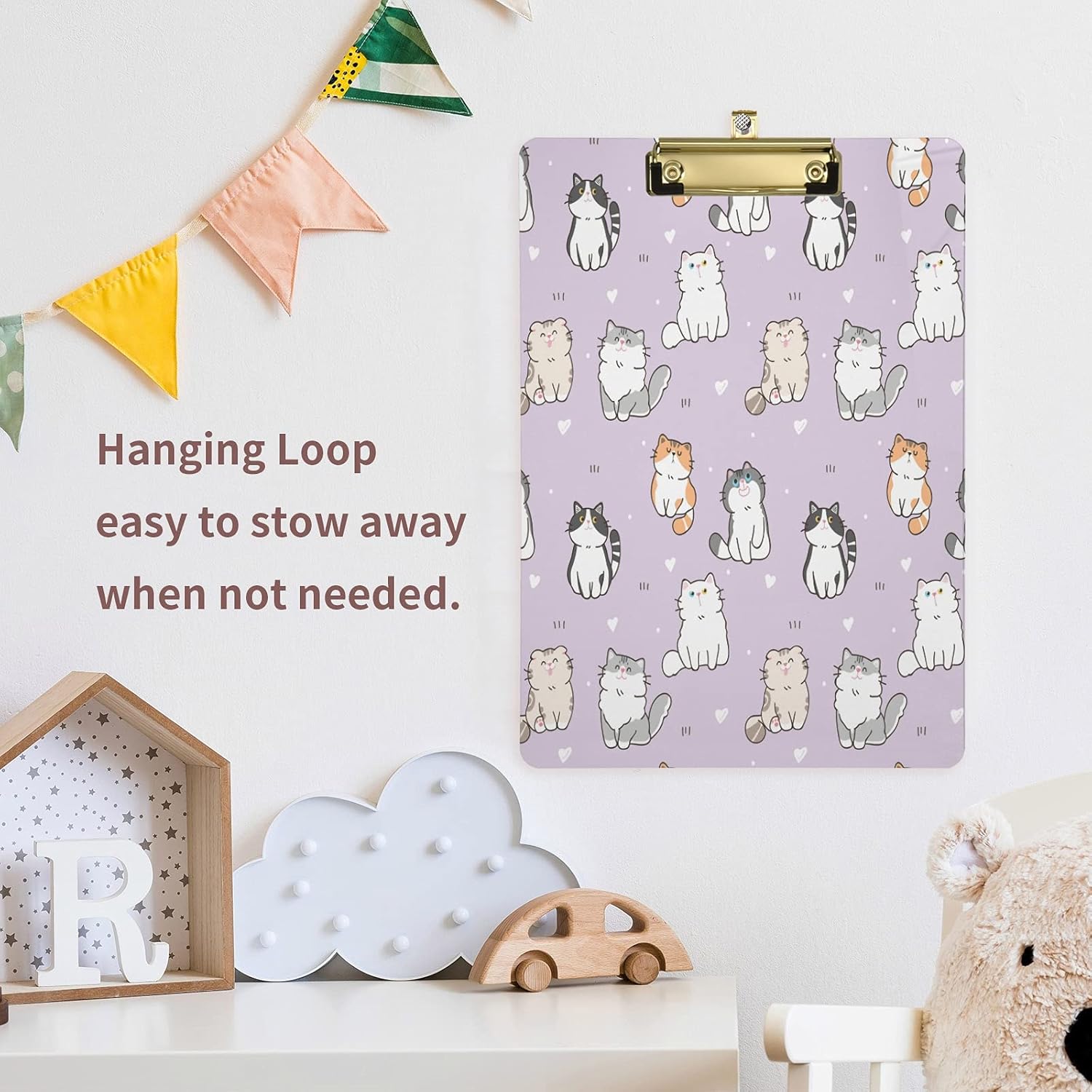 xigua Portapapeles con diseño de gatito, diseño de moda, tamaño carta A4 con clip de perfil bajo para estudiantes, mujeres, hombres y niños, bonito