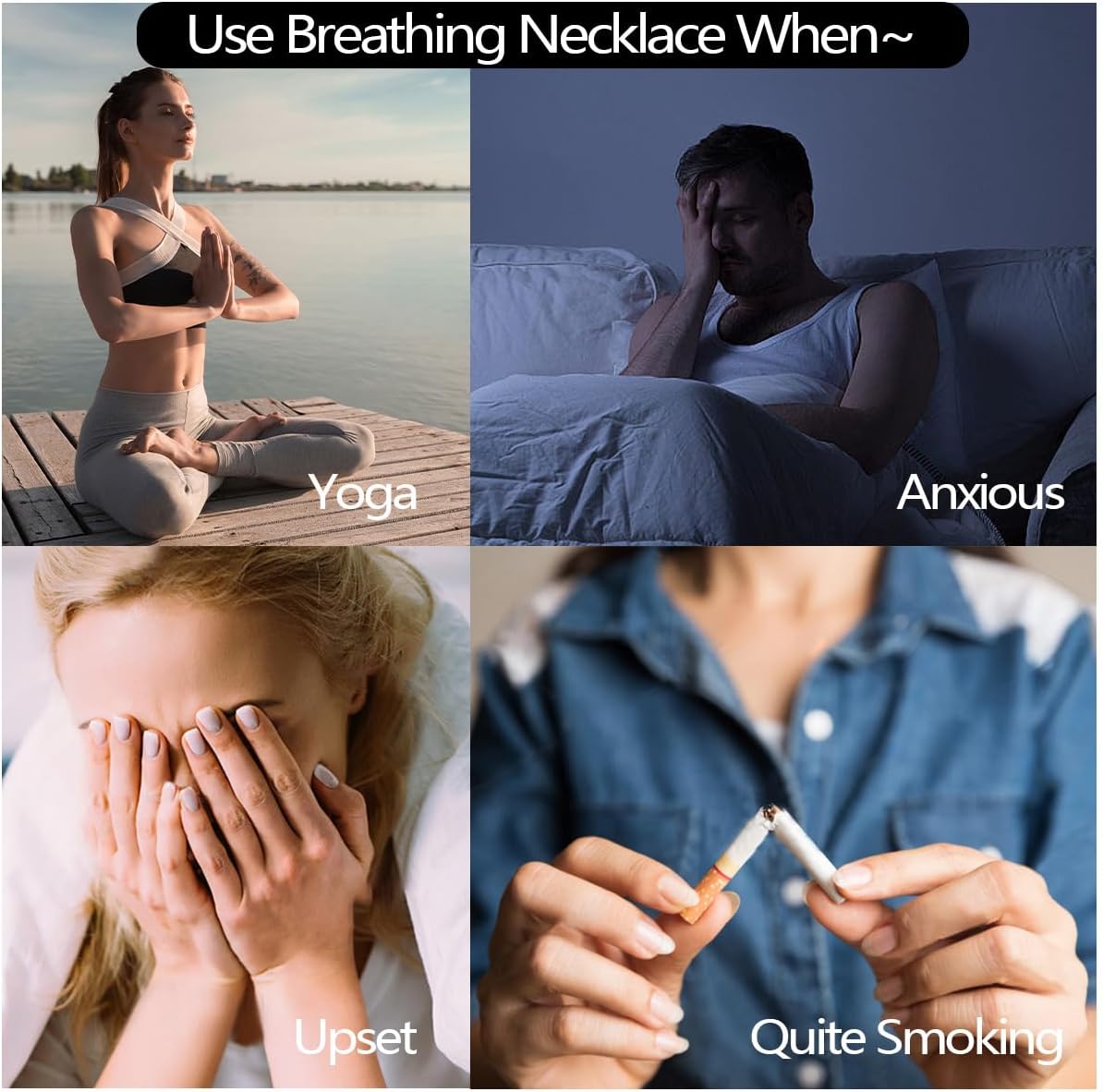 Collar de respiración alivia el estrés, herramienta de collar de respiración de ansiedad para práctica de respiración habitual, silencioso, diseño