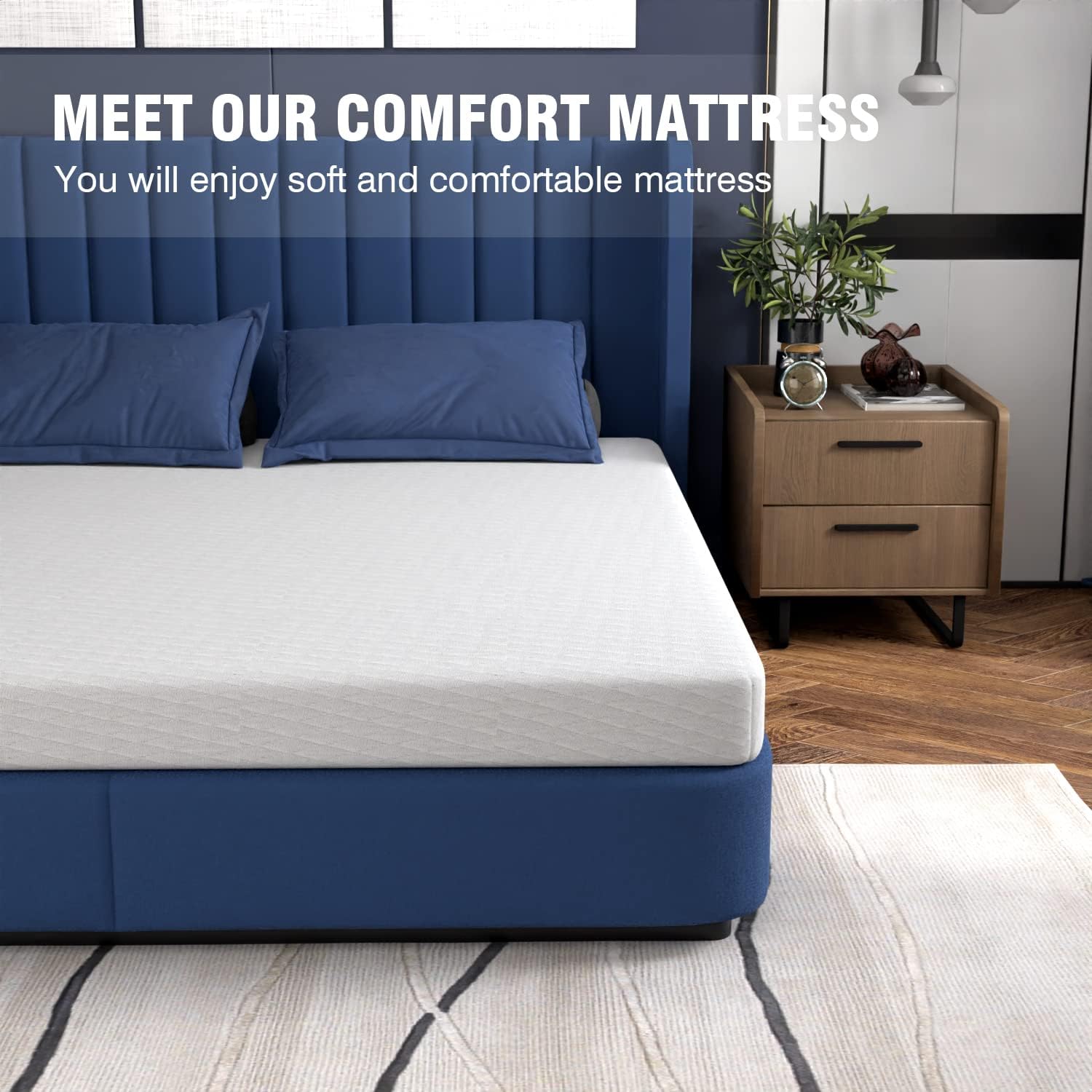 PayLessHere – Colchón de espuma viscoelástica con gel, 5 pulgadas, tamaño king, con certificación CertiPUR-US, sin fibra de vidrio, cama en una