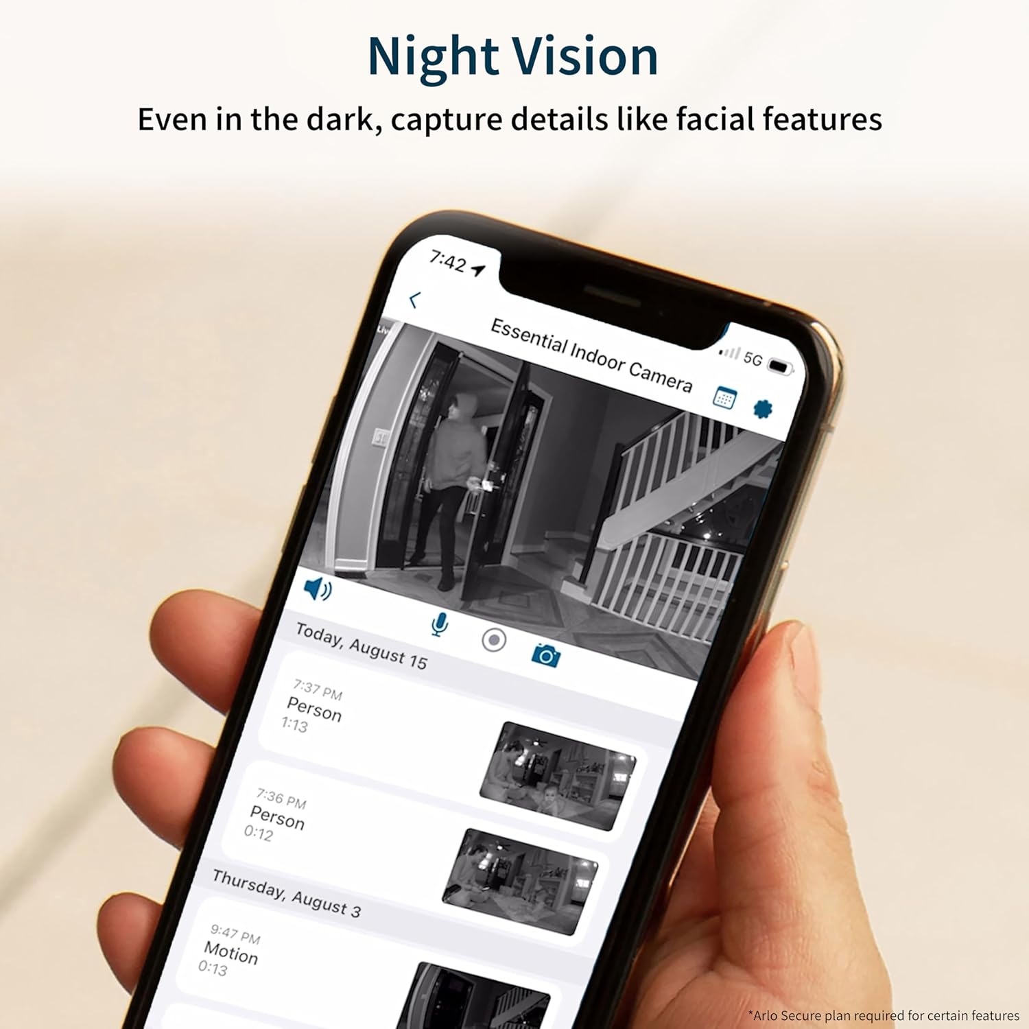 Arlo Essential – Cámara de seguridad 2K para interiores (2. generación), paquete de 2, seguridad para el hogar, monitor de bebé, color blanco,
