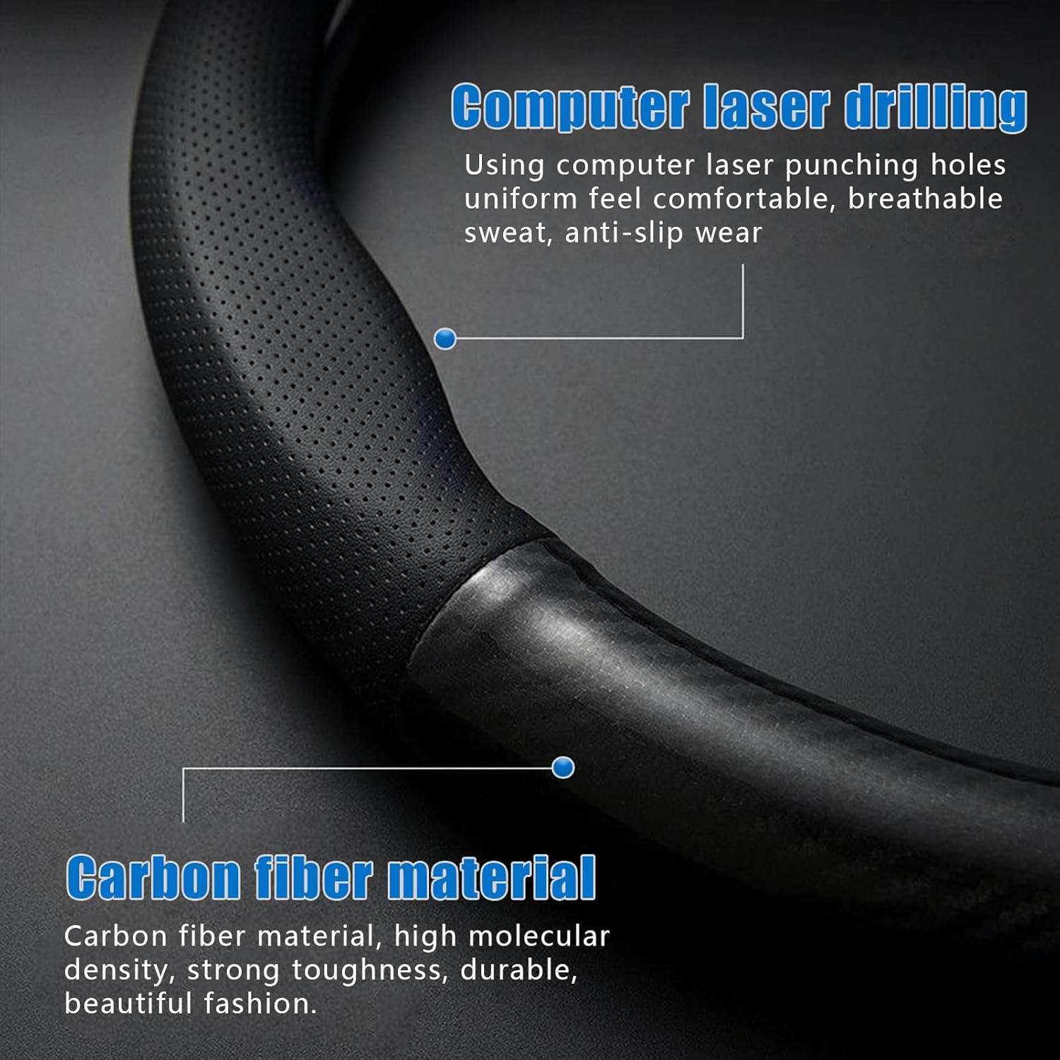 gunhunt 1 funda transpirable para volante de automóvil, protector antideslizante de fibra de carbono, funda para volante resistente al desgaste,