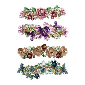 SING F LTD 4 pasadores franceses elegantes con diseño de flores de metal para decoración de cabello, broches para el cabello, pasadores para el SING F LTD 4 pasadores franceses elegantes con diseño de flores de metal para decoración de cabello, broches para el cabello, pasadores para el