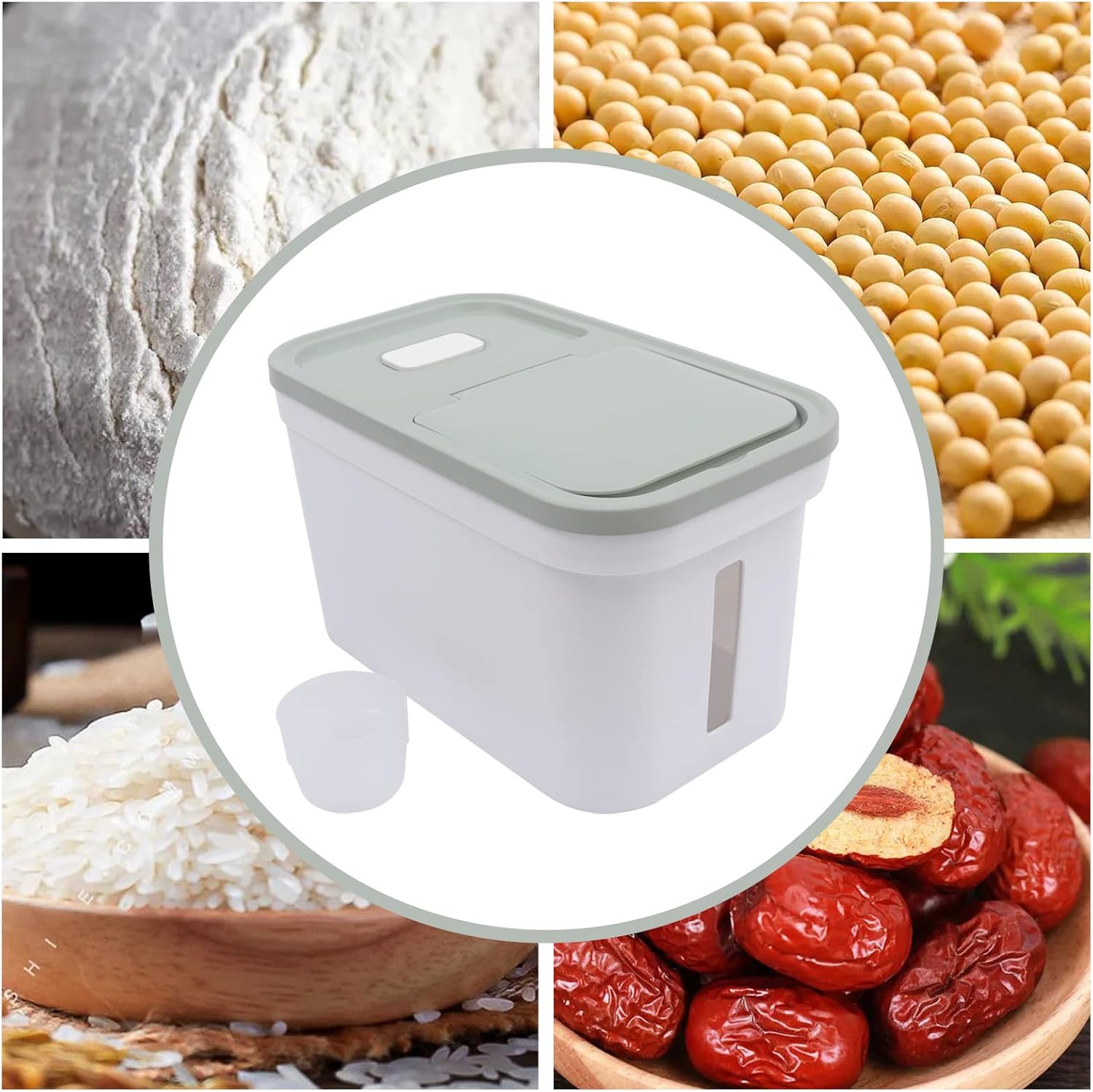 YETINGSHOP Contenedor de almacenamiento grande de 22.0 lbs para alimentos, contenedor de harina, dispensador de arroz, recipiente hermético,