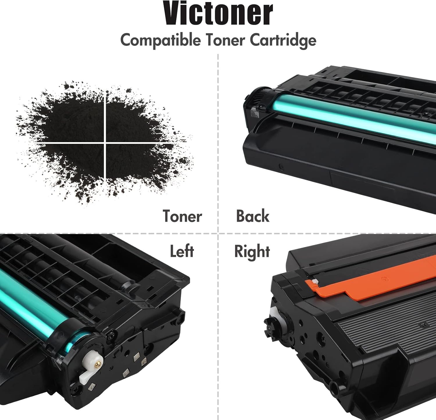 VICTONER Cartucho de tóner compatible B1260dn B1265dfw de repuesto para Dell 331-7328 B1260 B1265 para tinta de impresora Dell 1260 B126x (negro, 1