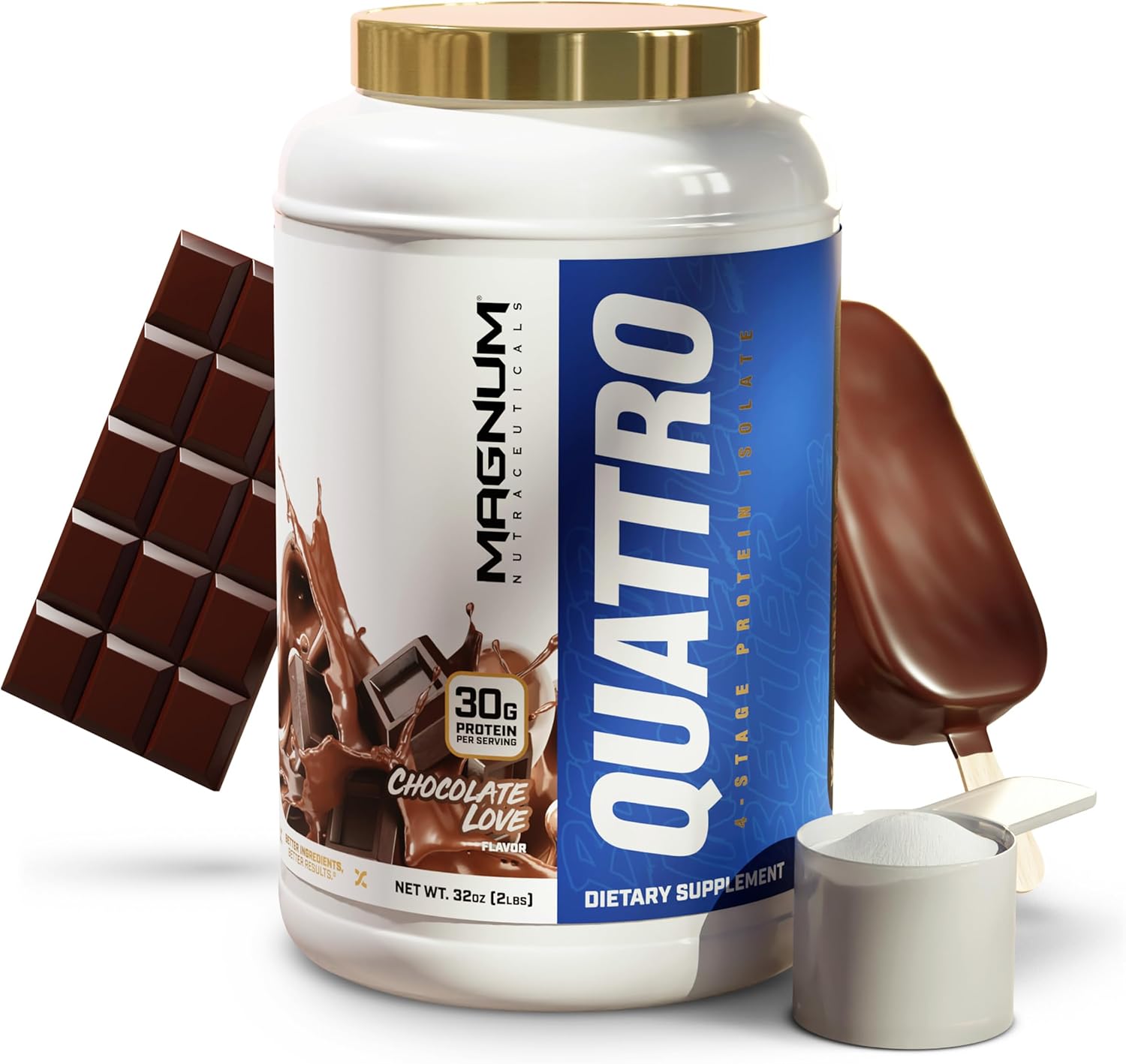 Magnum Nutraceuticals Quattro – Amor de chocolate, 2 libras, puede apoyar el crecimiento muscular y la recuperación