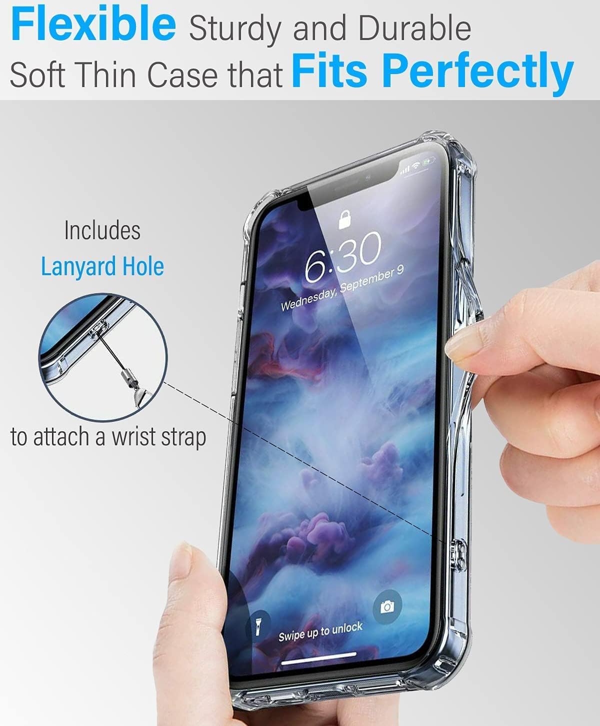 siduater Funda con soporte para correa para iPhone 11 Pro Max con soporte, funda protectora de TPU suave y transparente a prueba de golpes,