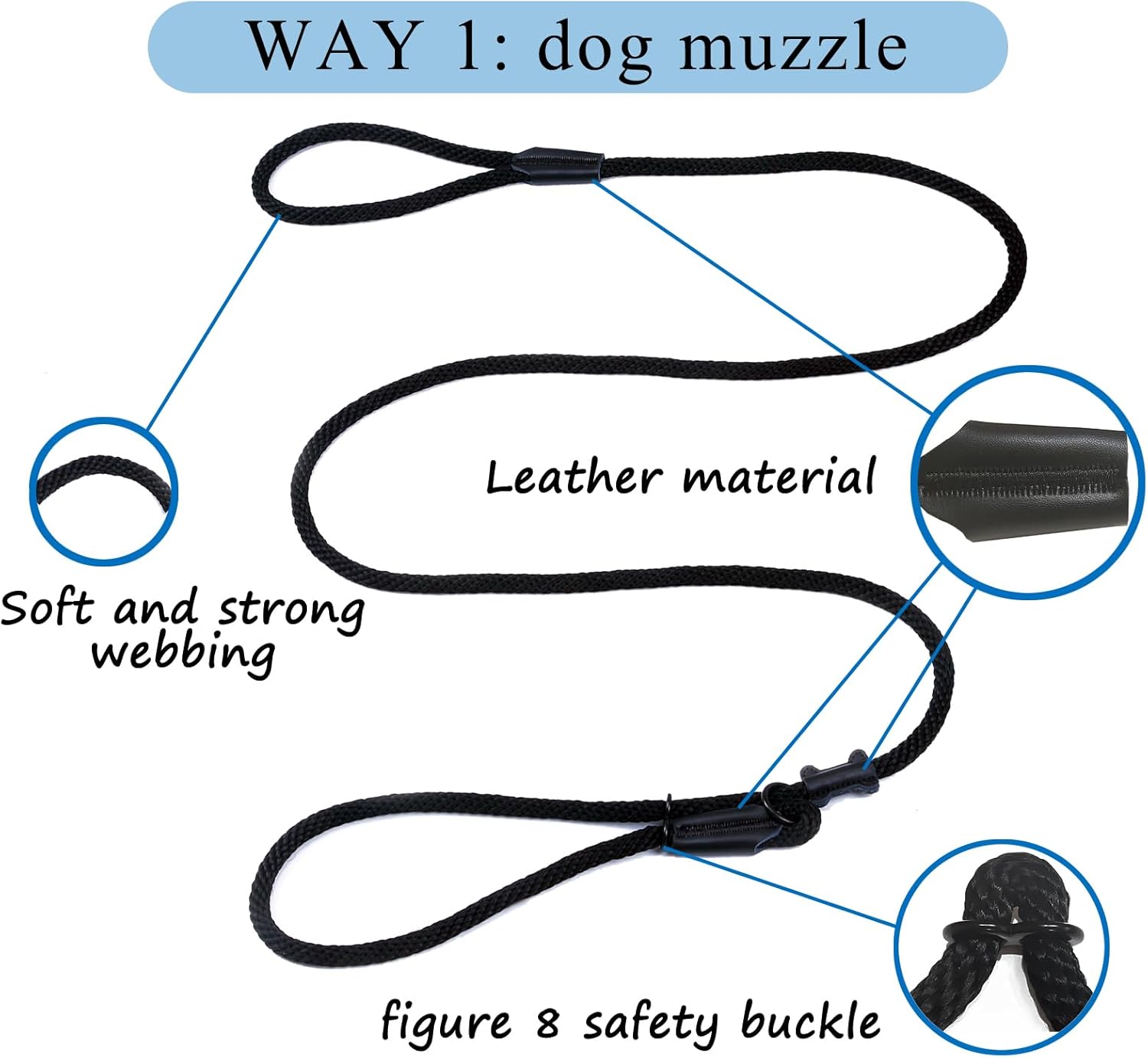 Multifuncional Figura 8 Cabeza acolchada Cabestro Caminar Entrenamiento Tapón de Cuero Deslizamiento Perro Correa Bozal (Bronceado)