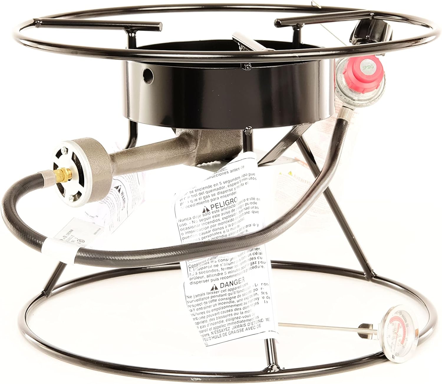 King Kooker 110-17PKTA – Olla portátil para exteriores con parrilla de propano de anillo superior de 17 pulgadas de diámetro, color negro