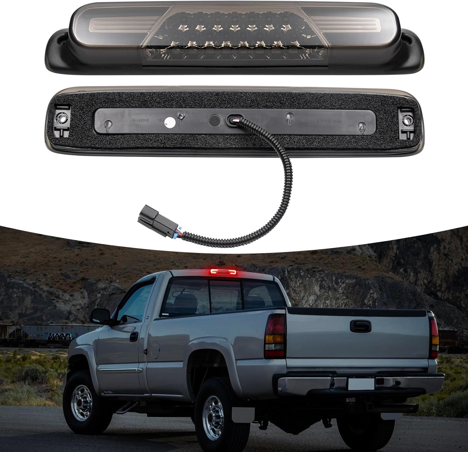 Tercera luz de freno LED compatible con Silverado Sierra 1999-2007 1500 2500 3500 HD Classic, tercera luz de freno de reemplazo, luz de freno