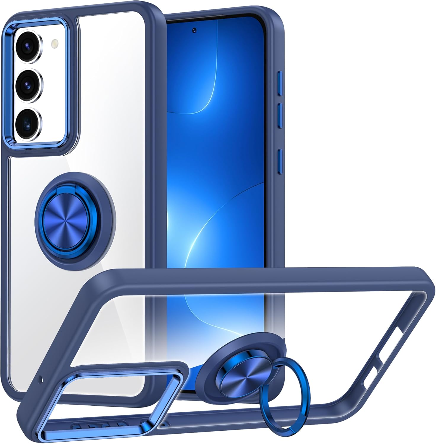 Silverback Funda transparente para Samsung Galaxy S23 con soporte de anillo, a prueba de golpes, delgada, ligera, funda protectora para Galaxy S23