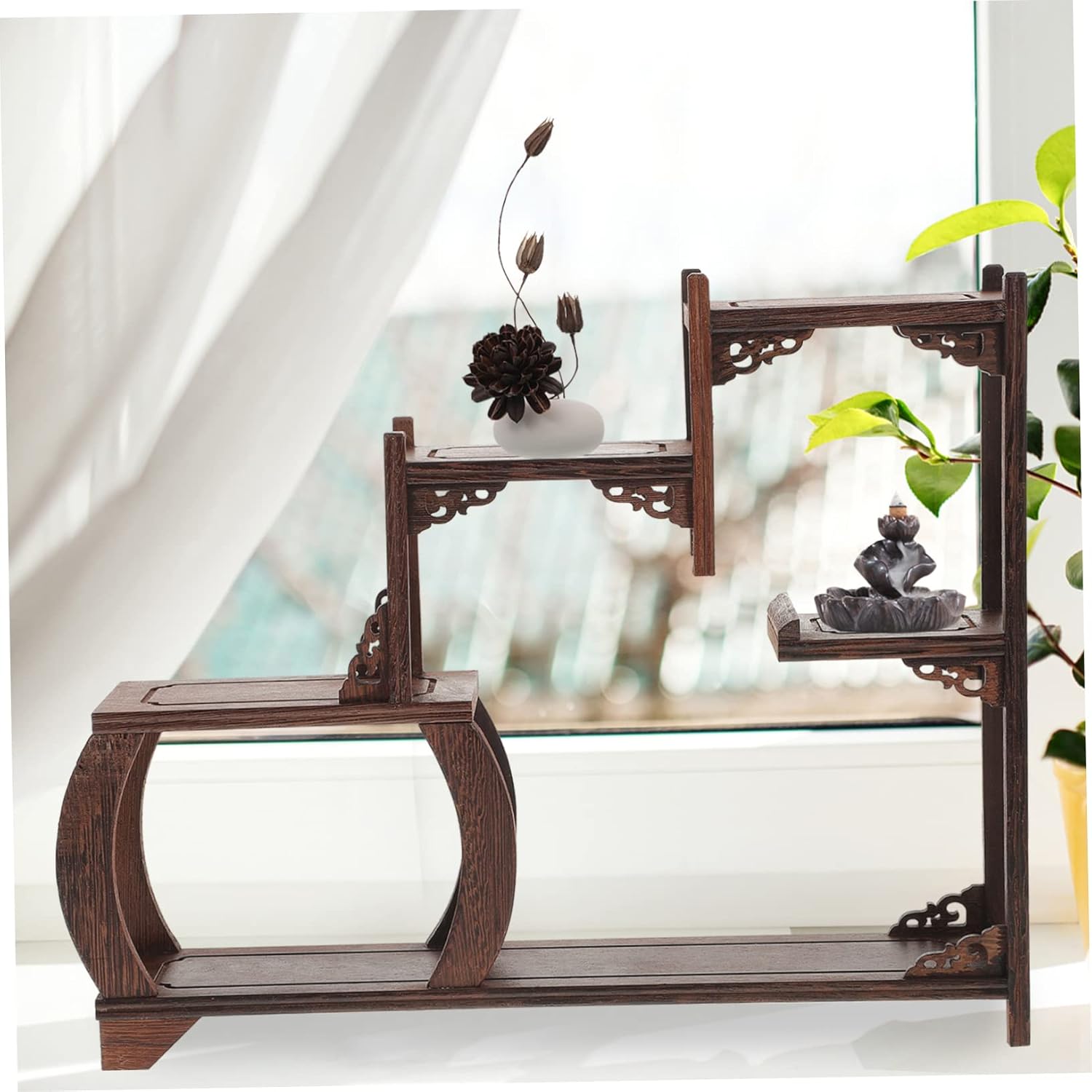 STAHAD Soporte de exhibición de esquina Curio Armarios Art Retro Wall Shelf Corner Display Shelf Armario Estante Estante Estante para Gabinete Curio