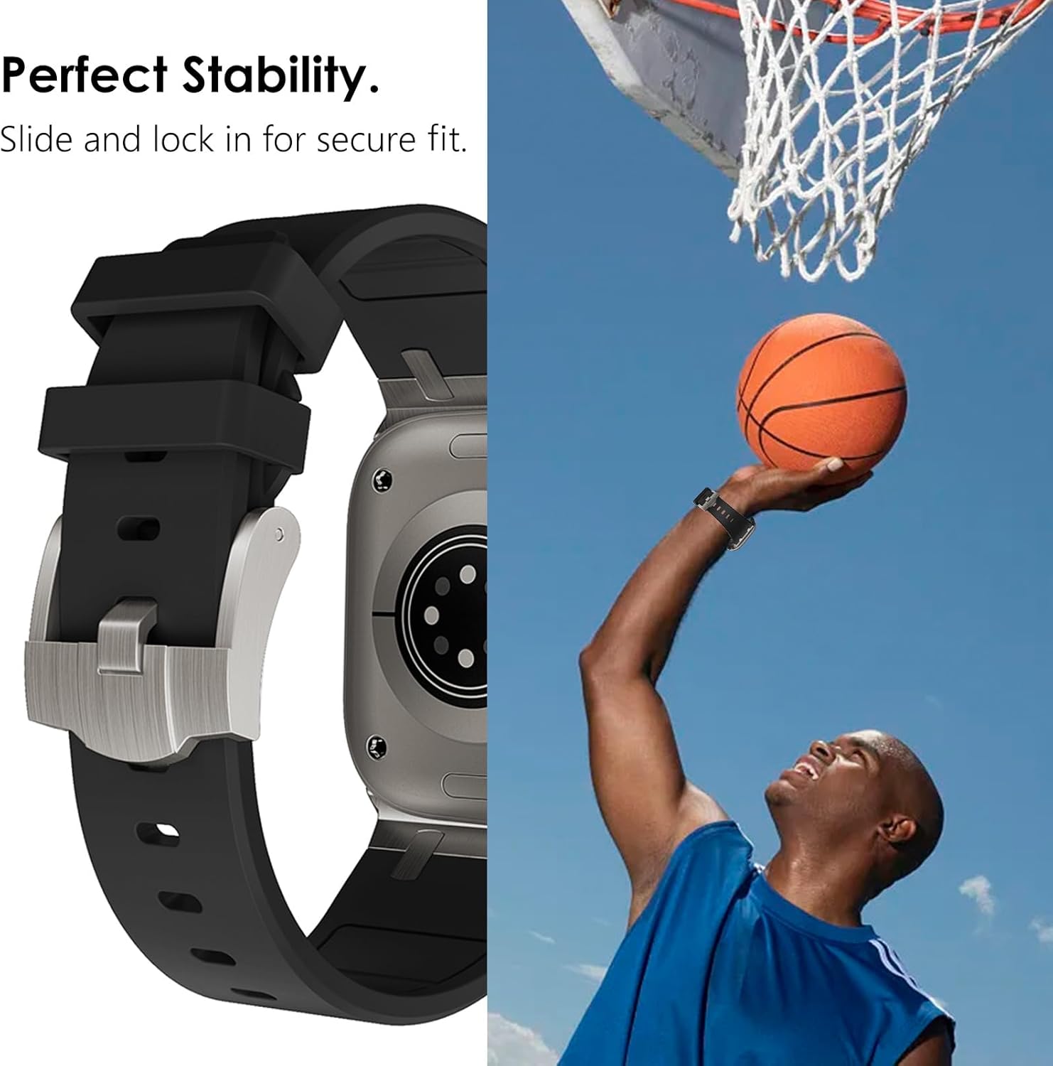 WINGLE Compatible for Apple Watch Ultra Band Ultra 2 Band 49mm 45mm 44mm 42mm for Men, Liquid Silicone Luxury Cool Designed AP Rubber Band for