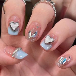 Hkanlre Bling – Uñas postizas a presión tipo ataúd, puntas de uñas postizas de cobertura completa, uñas postizas medianas con degradado para mujeres Hkanlre Bling – Uñas postizas a presión tipo ataúd, puntas de uñas postizas de cobertura completa, uñas postizas medianas con degradado para mujeres