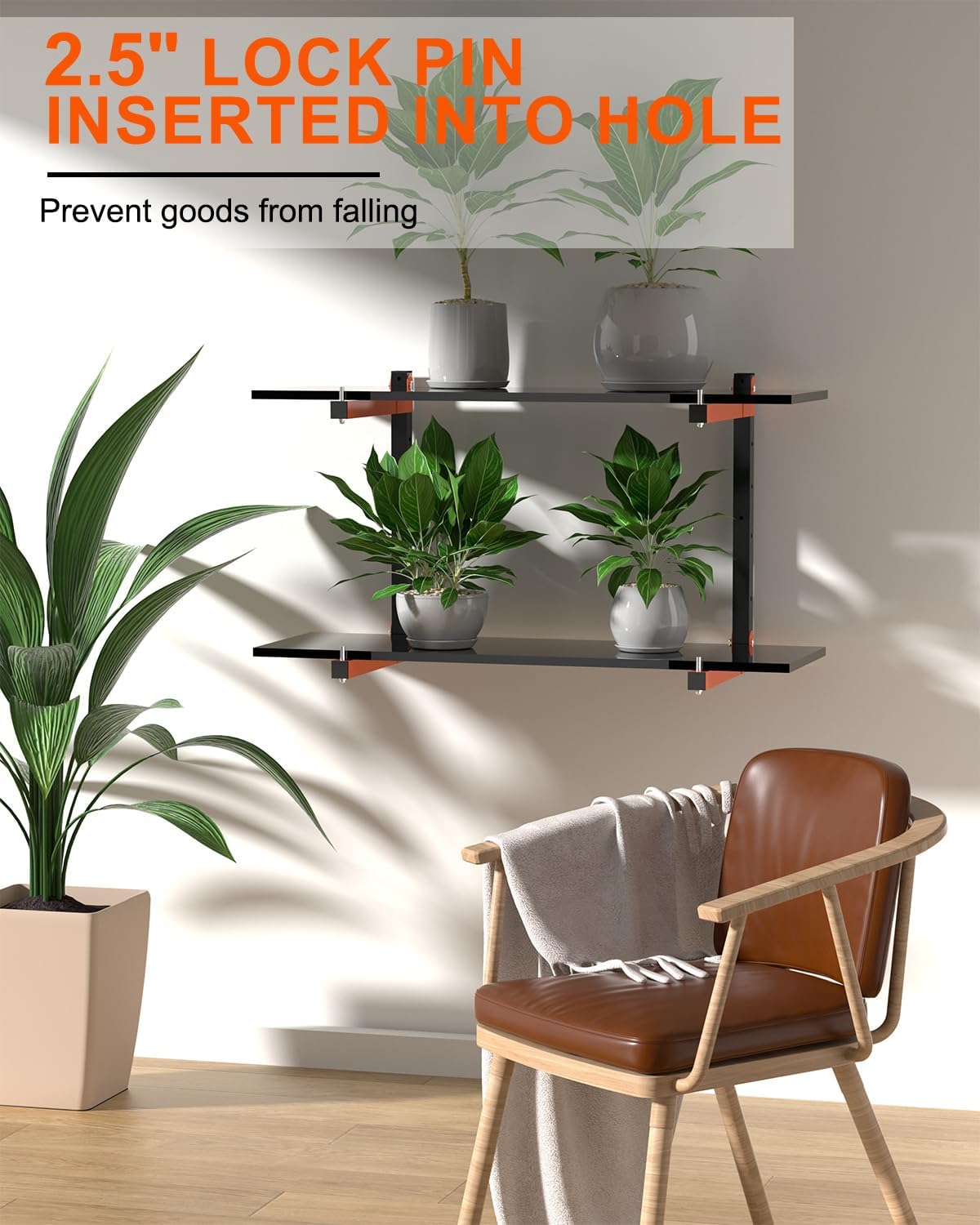 Estante de almacenamiento de madera, soporte de pared para madera, estantes de almacenamiento de madera resistente con sistema de 9 niveles,