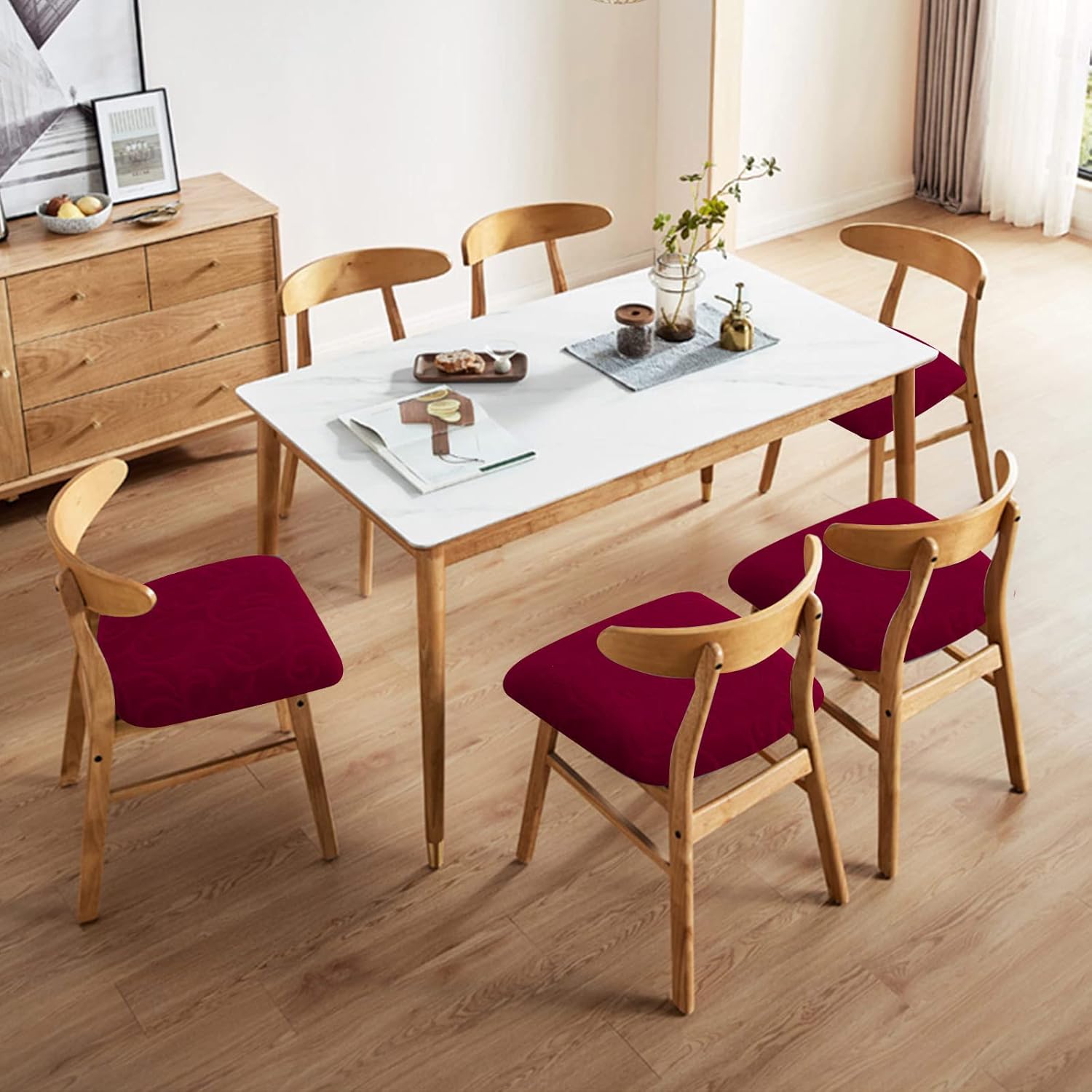 Genina Fundas impermeables de asiento para silla de comedor, fundas elásticas para sillas de comedor, fundas protectoras para sillas de cocina,