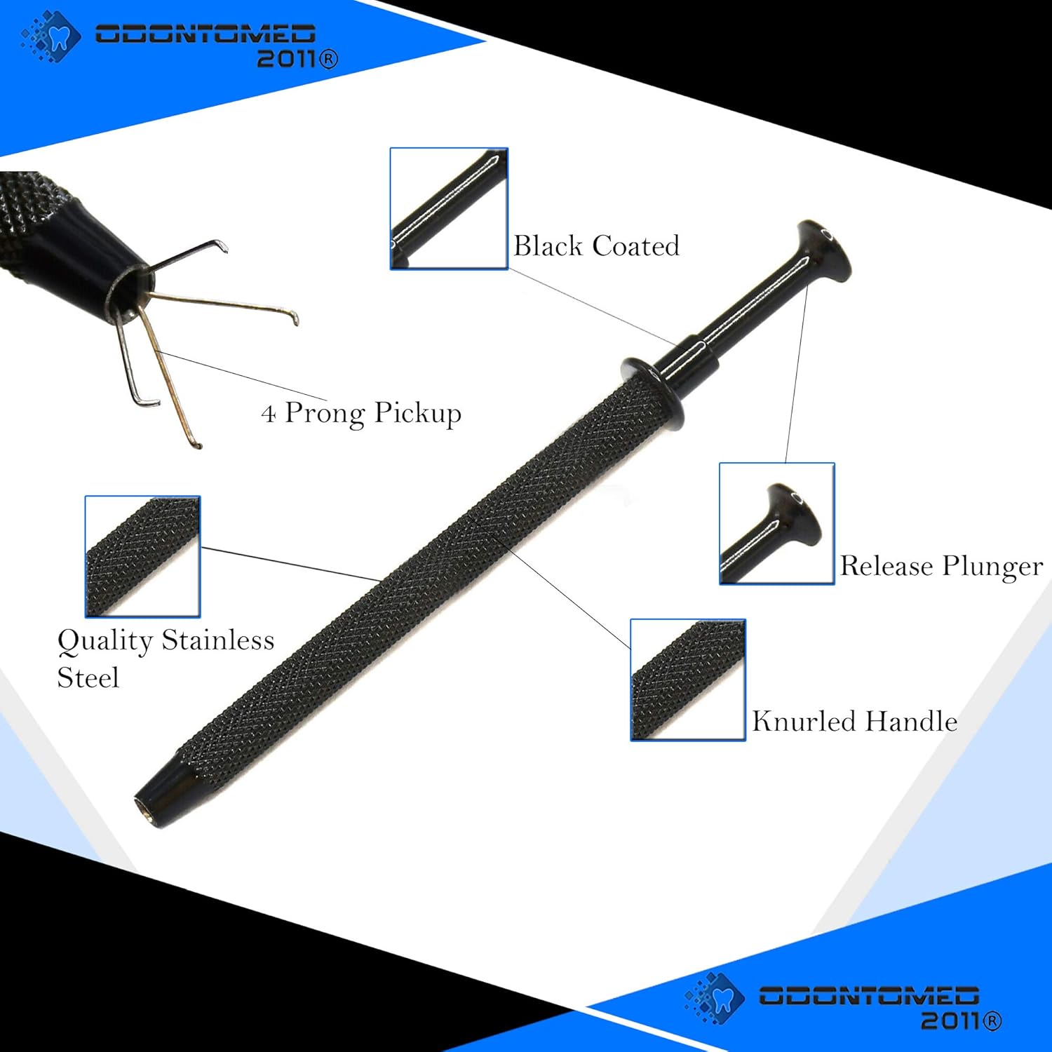 Juego de 10 piezas de 4 puntas de bola para piercing de bola, soporte de cuentas de acero, gemas de diamante, herramientas tácticas todo negro