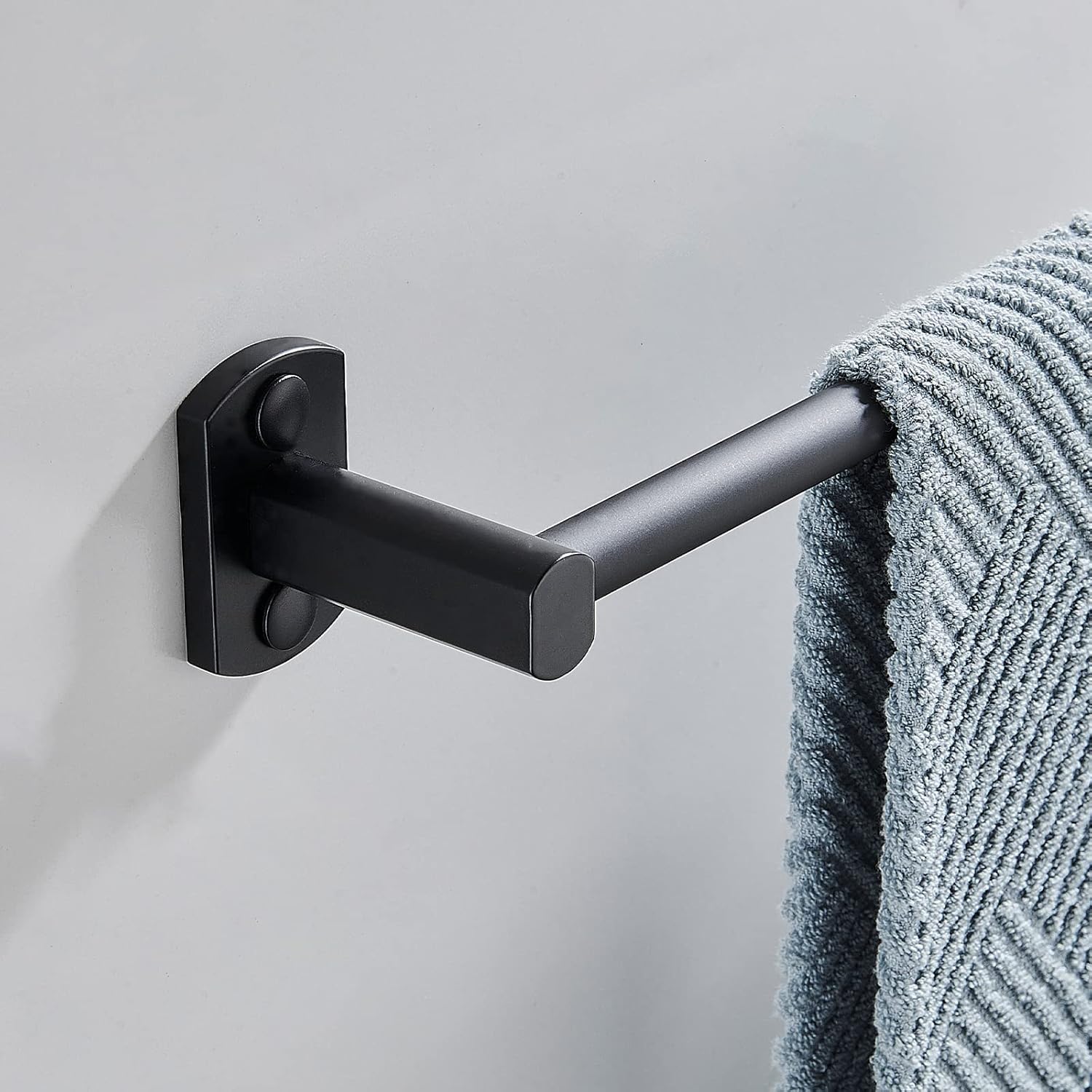 Toallero negro, toallero de mano para baño, colgador de toallas montado en la pared, soporte para toallas de baño de cocina, barra de toalla de
