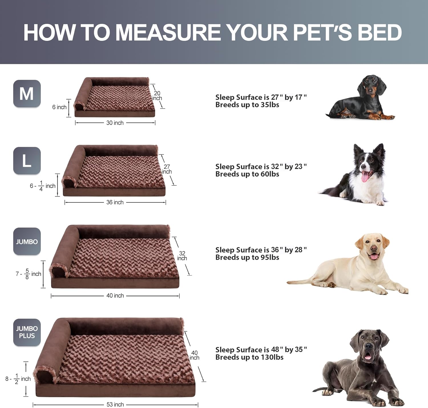 Cama ortopédica para perros de lujo en forma de L de felpa con forro impermeable, sofá para dormir para perros con funda extraíble lavable y parte