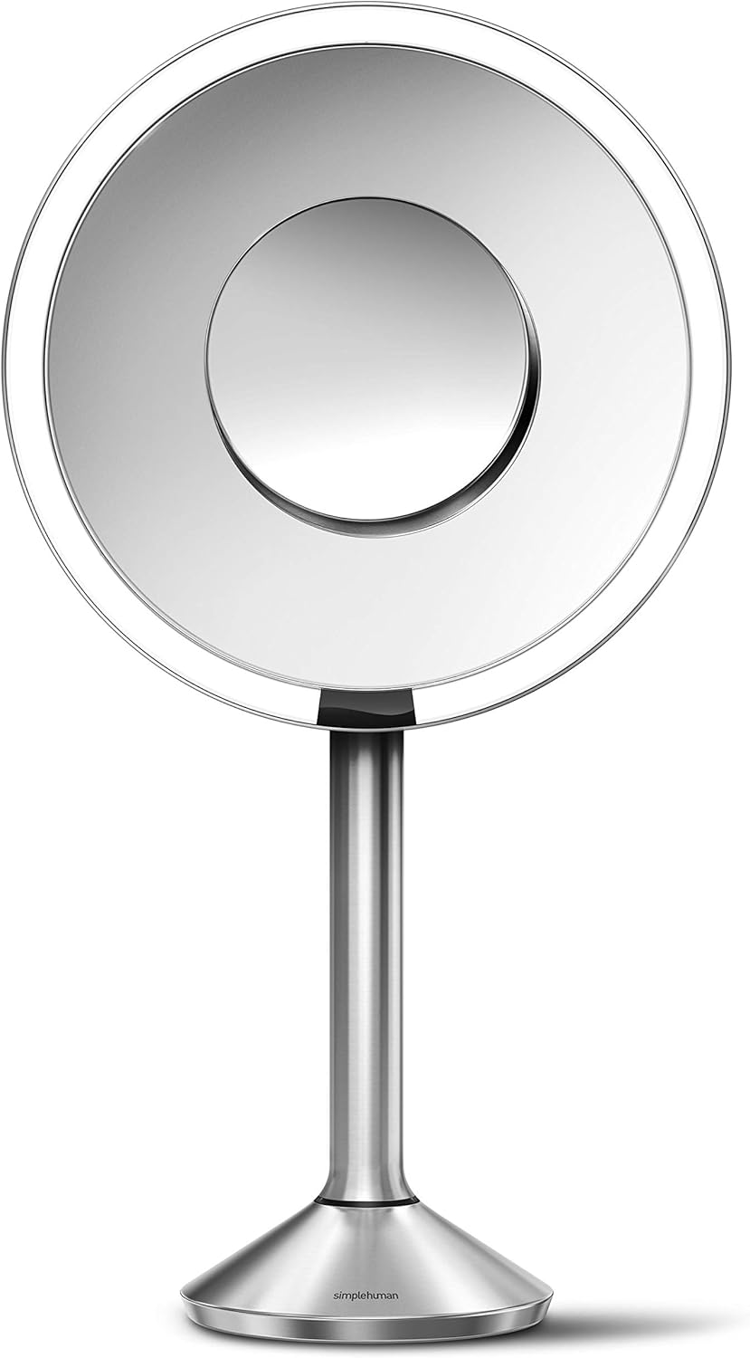 Espejo con sensor Simplehuman de 8pulgadas, profesional (temperatura y color ajustable y wifi), con activación por sensor de luz, para los