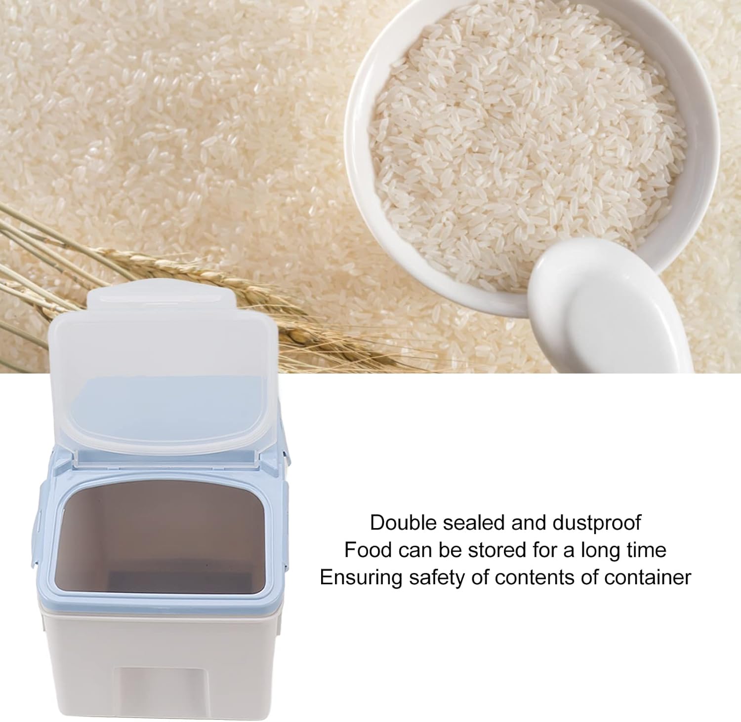 Contenedor de almacenamiento de arroz de granos, contenedor de almacenamiento de arroz con taza, contenedor de almacenamiento de alimentos