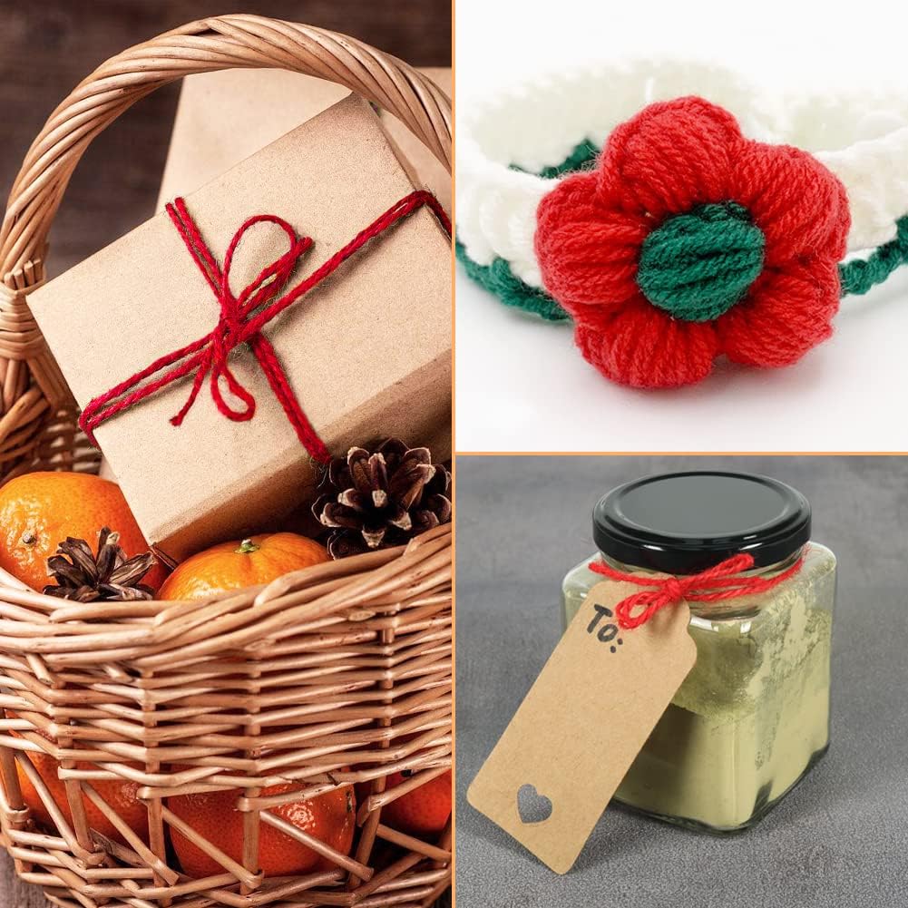 Vivifying Cordel rojo, cuerda de Navidad de 328 pies de 0.118 in para envolver regalos, manualidades, embalaje y colgar