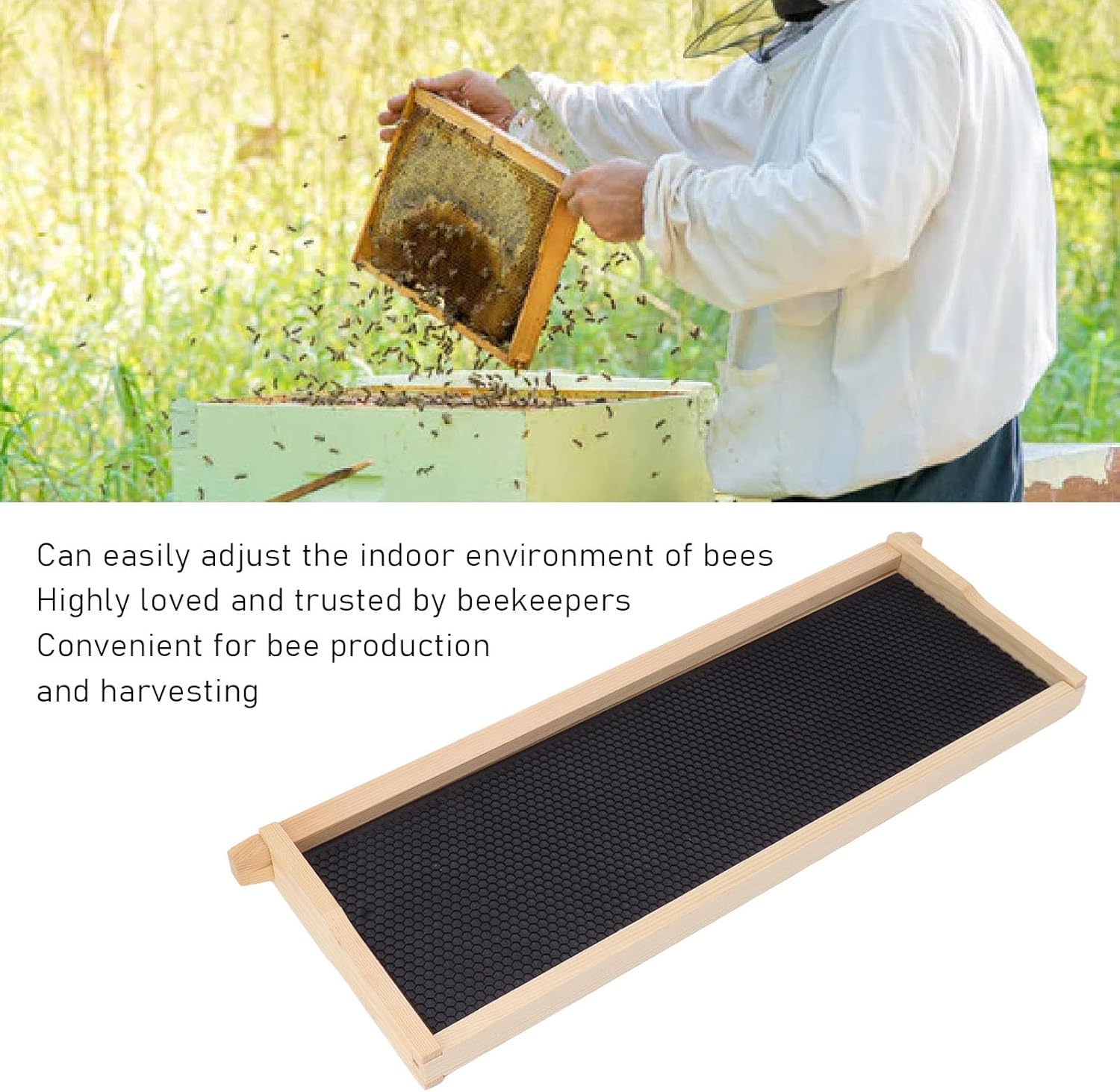 TOPINCN 10 Set Beehive Frames and Foundations Nest Foundation Sheets Beekeeping Bee Frame Shallow Box Supplies Honey Bee Deep Beehive Frames