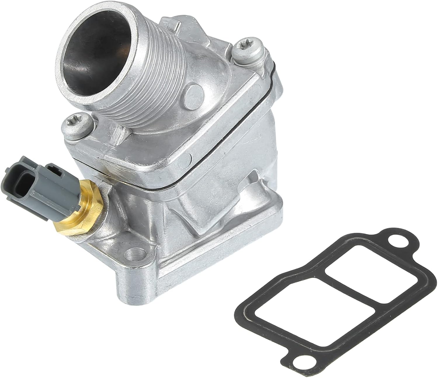X AUTOHAUX Conjunto de carcasa del termostato del refrigerante del motor para Volvo S60 2003-2005 34794 15349 Metal plástico tono plateado