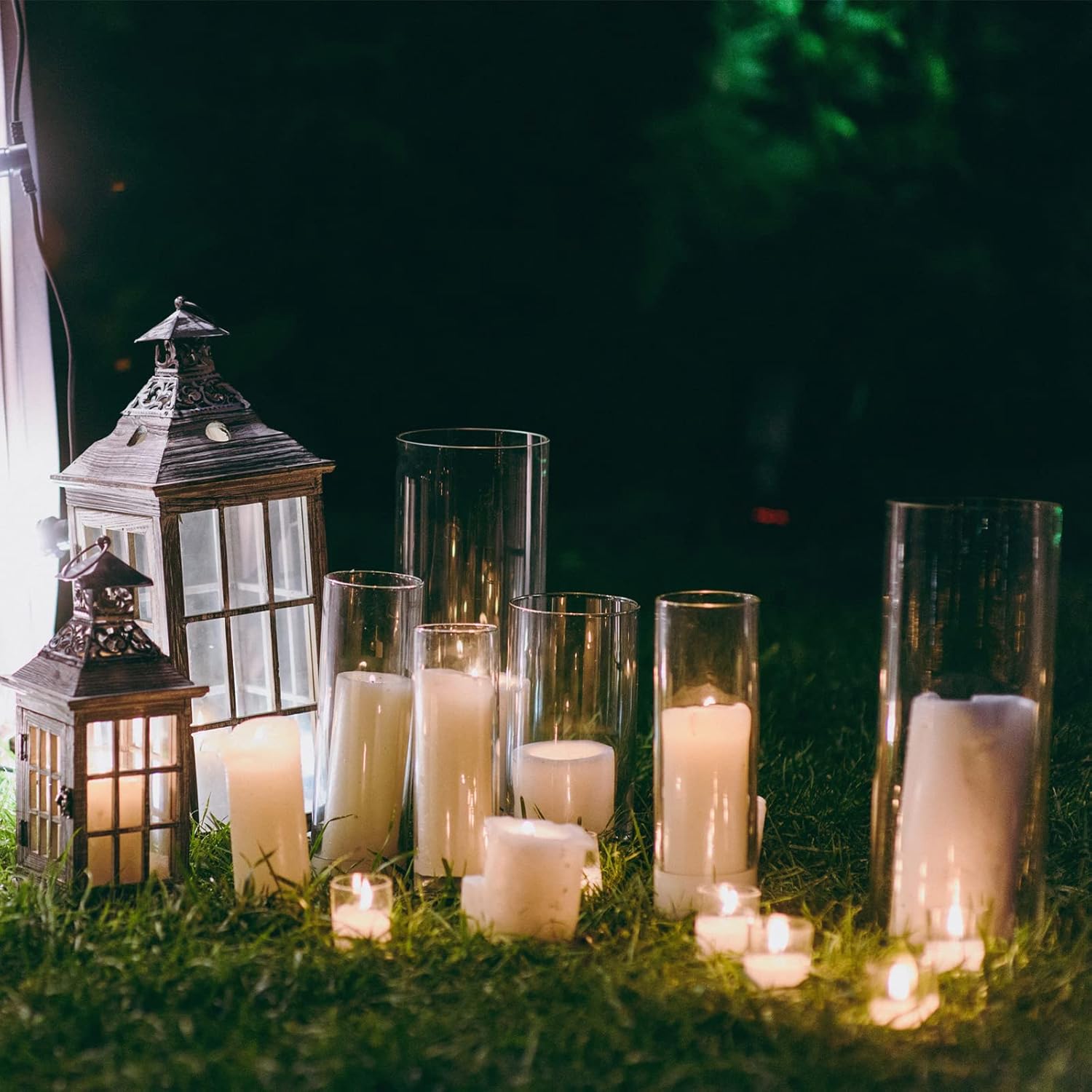 12 piezas de jarrones cilíndricos de vidrio para velas de huracán de 4, 6, 10 pulgadas, jarrones de vidrio flotantes para decoración de jarrones