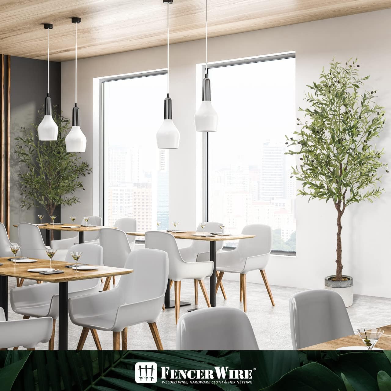 Fencer Wire Árbol topiario artificial en maceta, rama de olivo sintético y fruta, decoración moderna de planta sintética en maceta para interiores,
