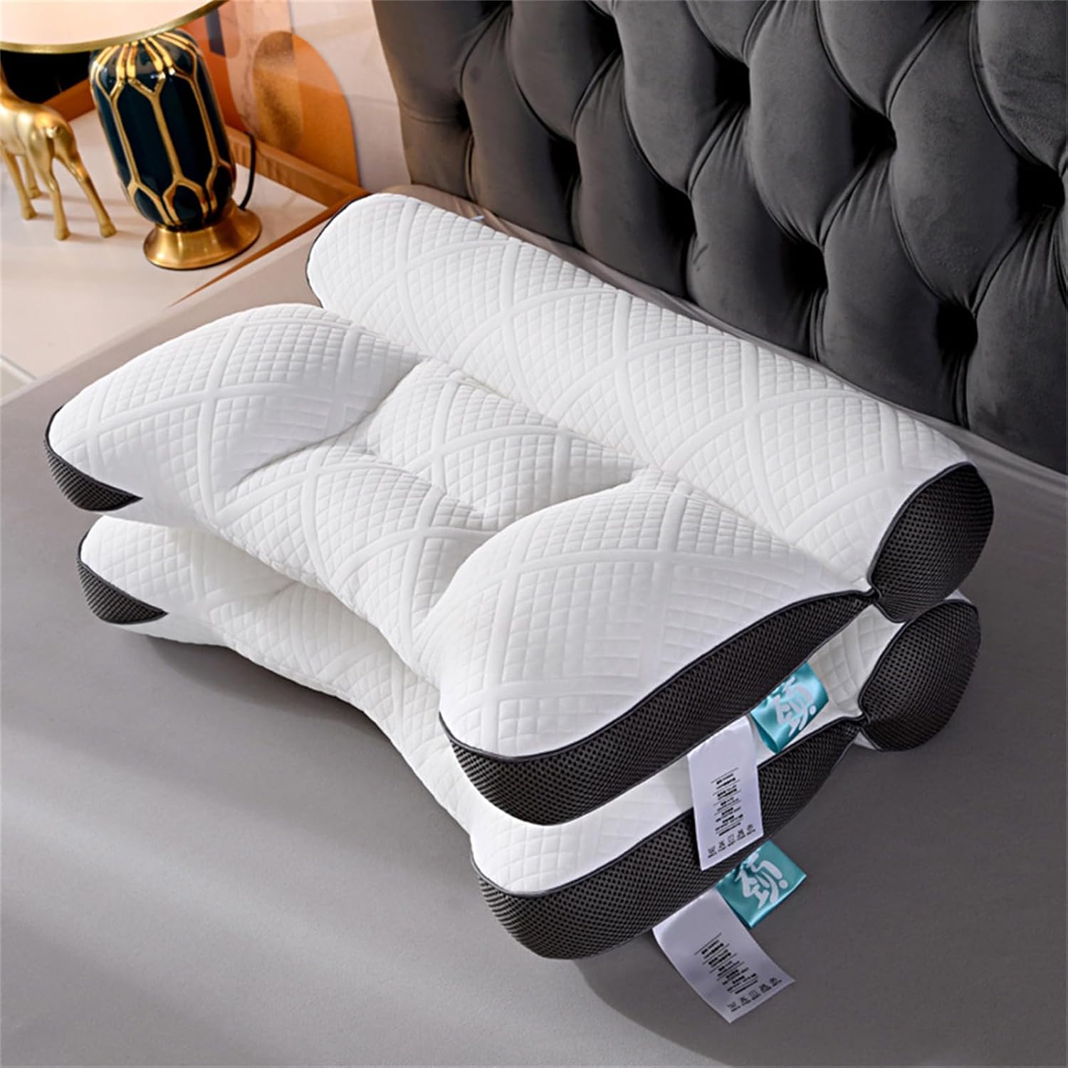 znvwki Almohada ergonómica de plumón de ganso, almohada ergonómica, soporte cervical para mejorar el sueño, almohada de plumón de ganso cómoda,