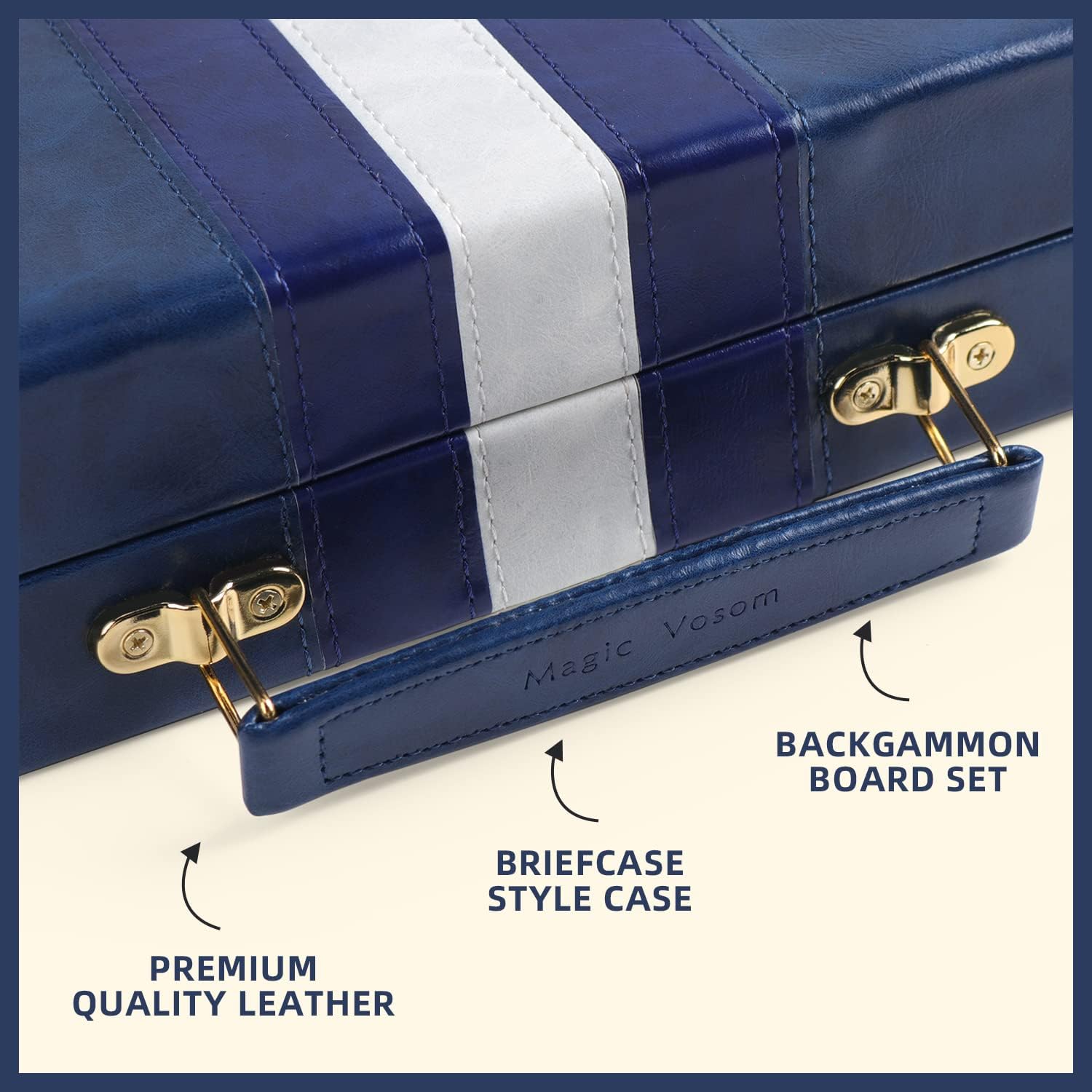 Juego de mesa clásico de Backgammon azul de viaje pequeño de 11 pulgadas con funda de cuero de primera calidad, juego de backgammon de estrategia de