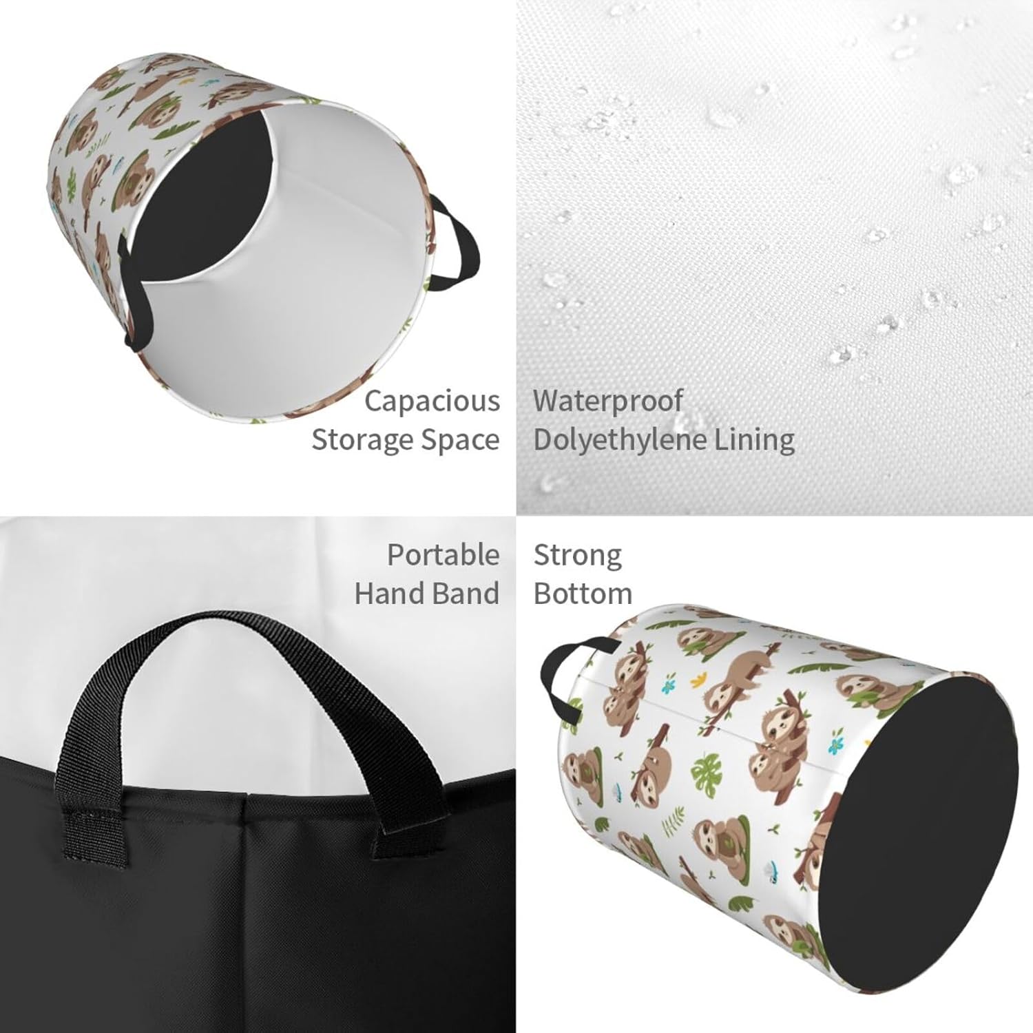 Cesto de ropa sucia grande plegable con asas, fácil de transportar, cesta de almacenamiento redonda para ropa sucia, cesta de manta para dormitorios