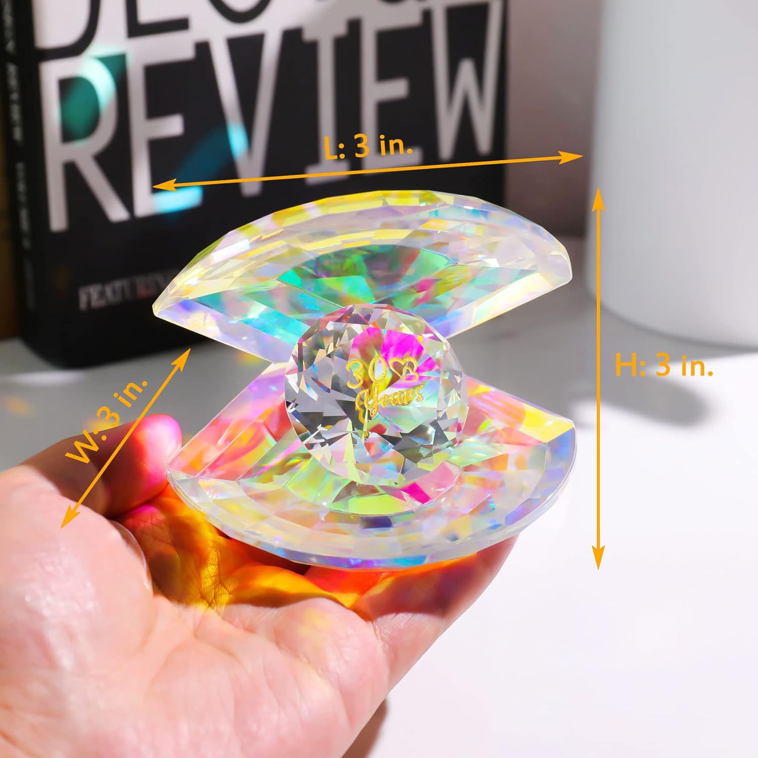 YWHL Figura de cristal de 30 años para esposa, marido, regalo tradicional de 30 aniversario de boda para parejas, regalo creativo de boda de perlas