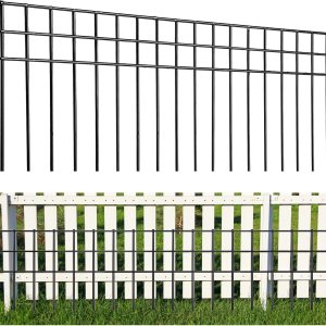 Valla de barrera de animales sin excavación de 32 x 10 pulgadas, paquete de 10 valla protectora negra con espacio de púas de 1.5 pulgadas, valla Valla de barrera de animales sin excavación de 32 x 10 pulgadas, paquete de 10 valla protectora negra con espacio de púas de 1.5 pulgadas, valla