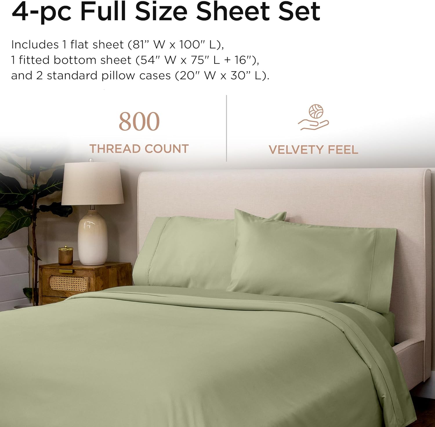 Threadmill Home Linen Bedding – Juego de sábanas de 800 hilos, 100 % algodón de fibras extralargas, juego de cama de lujo, 4 piezas, tejido de satén