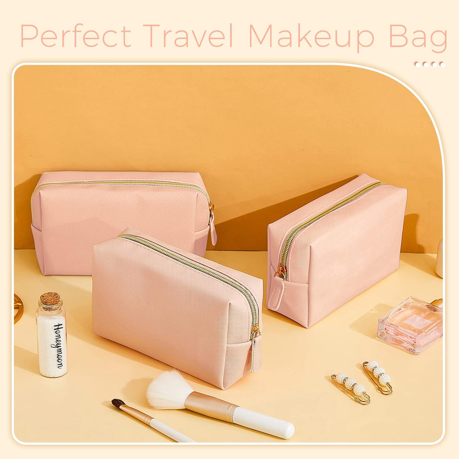 8 bolsas de maquillaje de piel sintética, bolsa de cosméticos impermeable, pequeña bolsa de aseo portátil, organizador de cosméticos, bolsa de