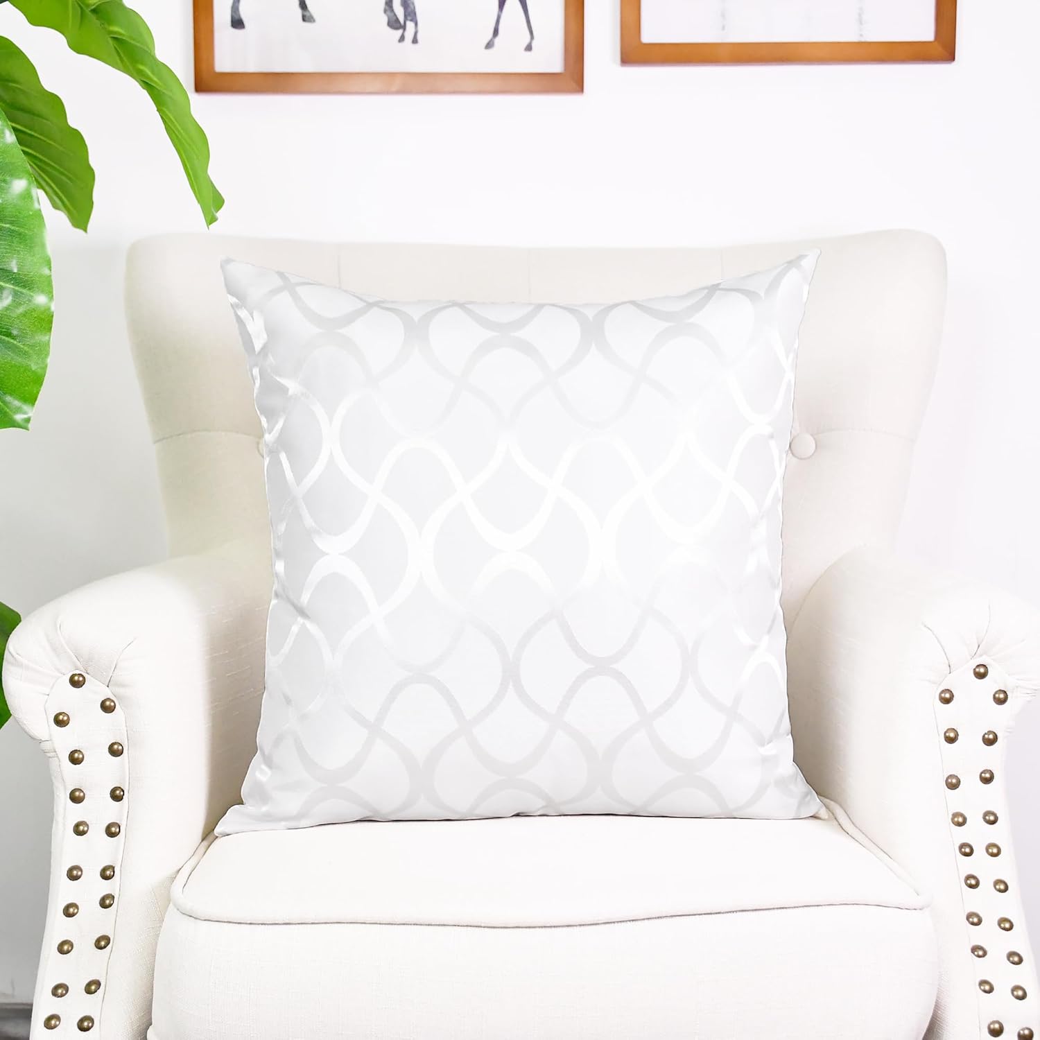 CaliTime Juego de 2 fundas de cojín modernas, brillantes y opacos, con forma de onda, geométricas abstractas, para sofá, cama, sofá, decoración de