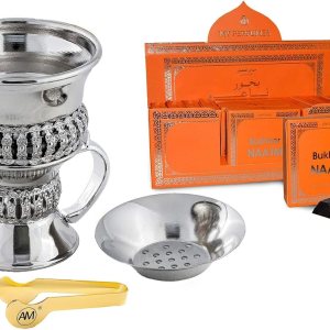 AM Regal Metal Bakhoor – Quemador de incienso e incienso Bukhoor Naaim (paquete de 12) AM Regal Metal Bakhoor – Quemador de incienso e incienso Bukhoor Naaim (paquete de 12)